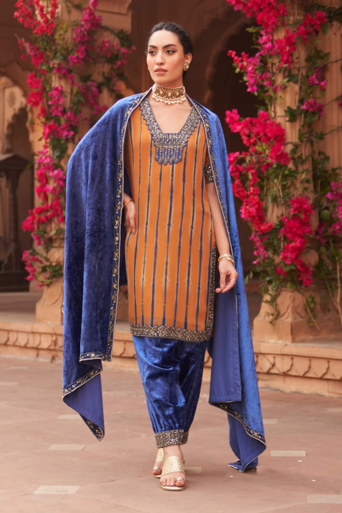 Reeti Arneja Tie Dye Kurta Velvet Salwar Set