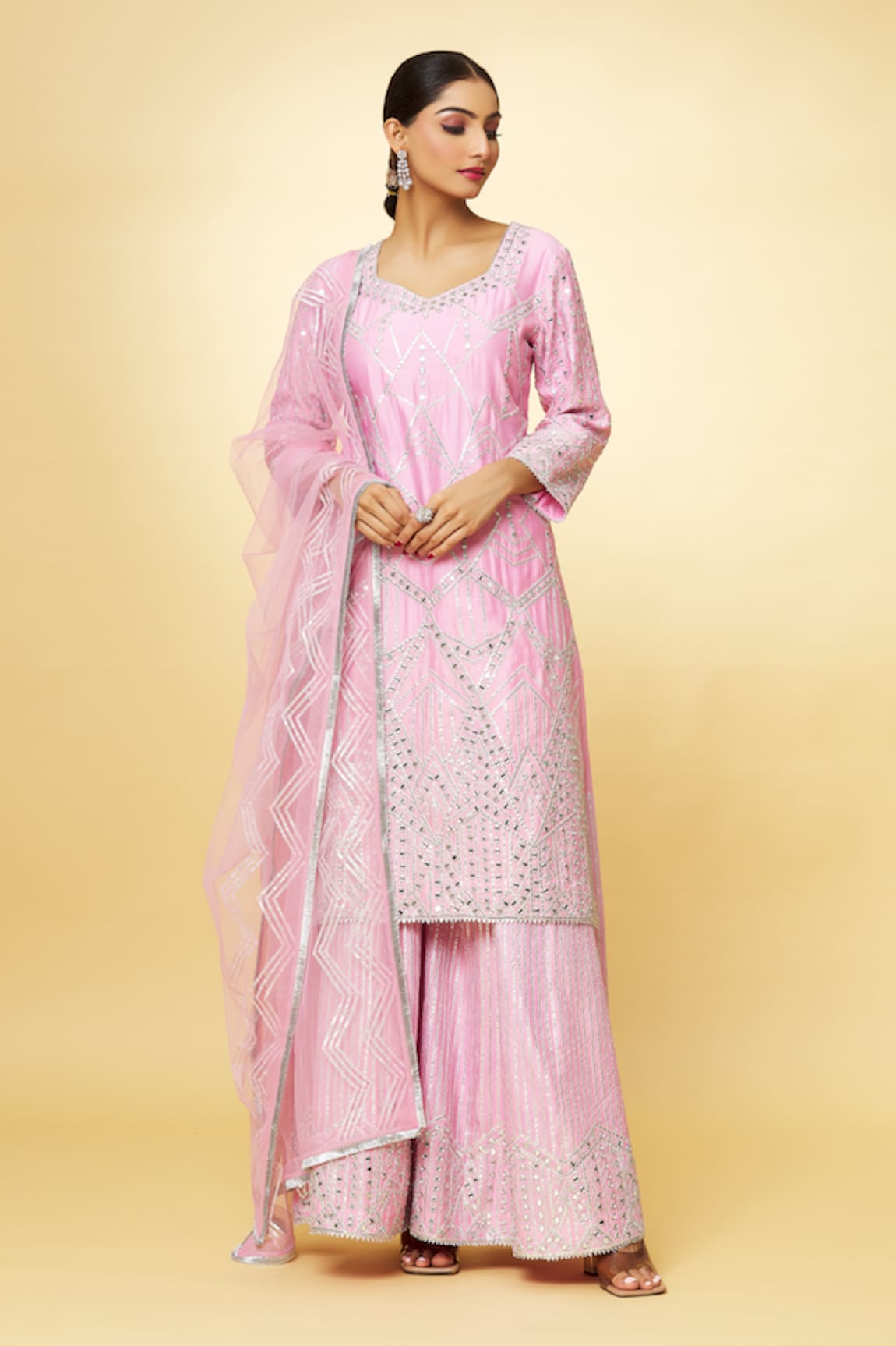 Priyaa Thread Hand Embroidered Kurta Sharara Set