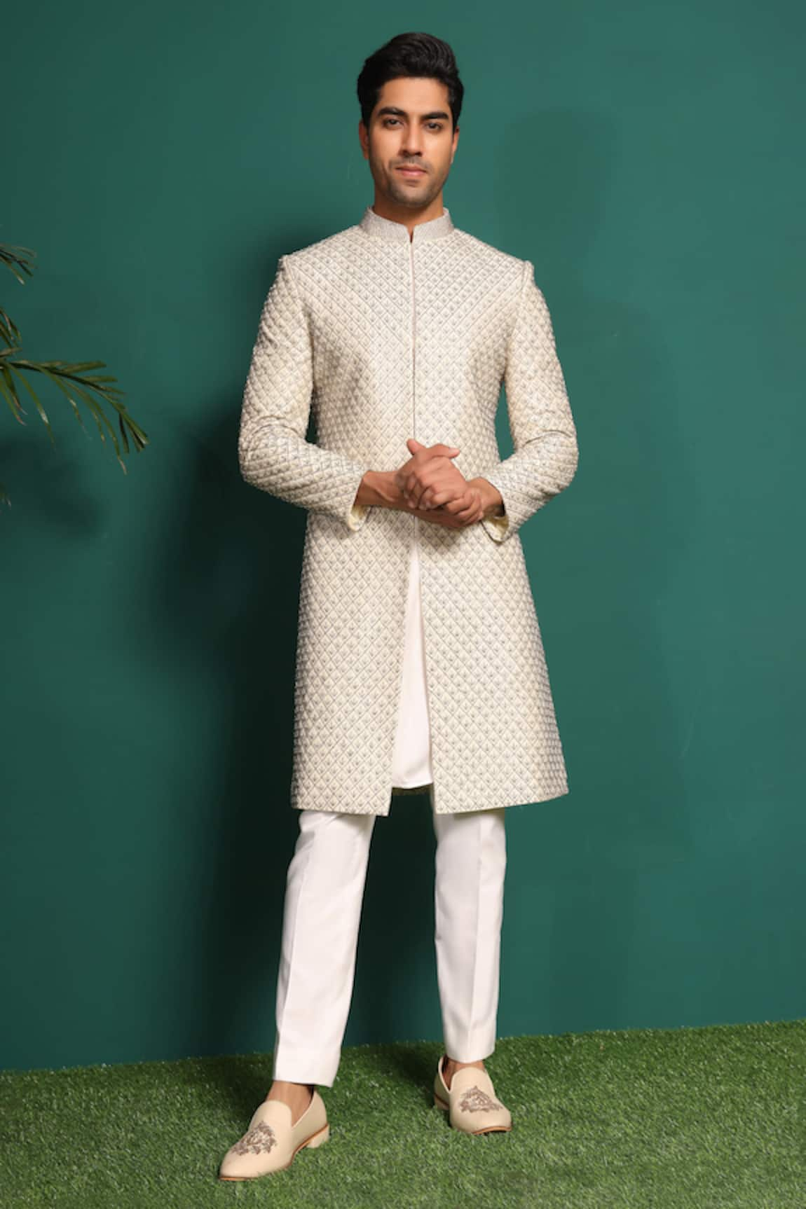 KUSTOMEYES Moti Embellished Sherwani Set