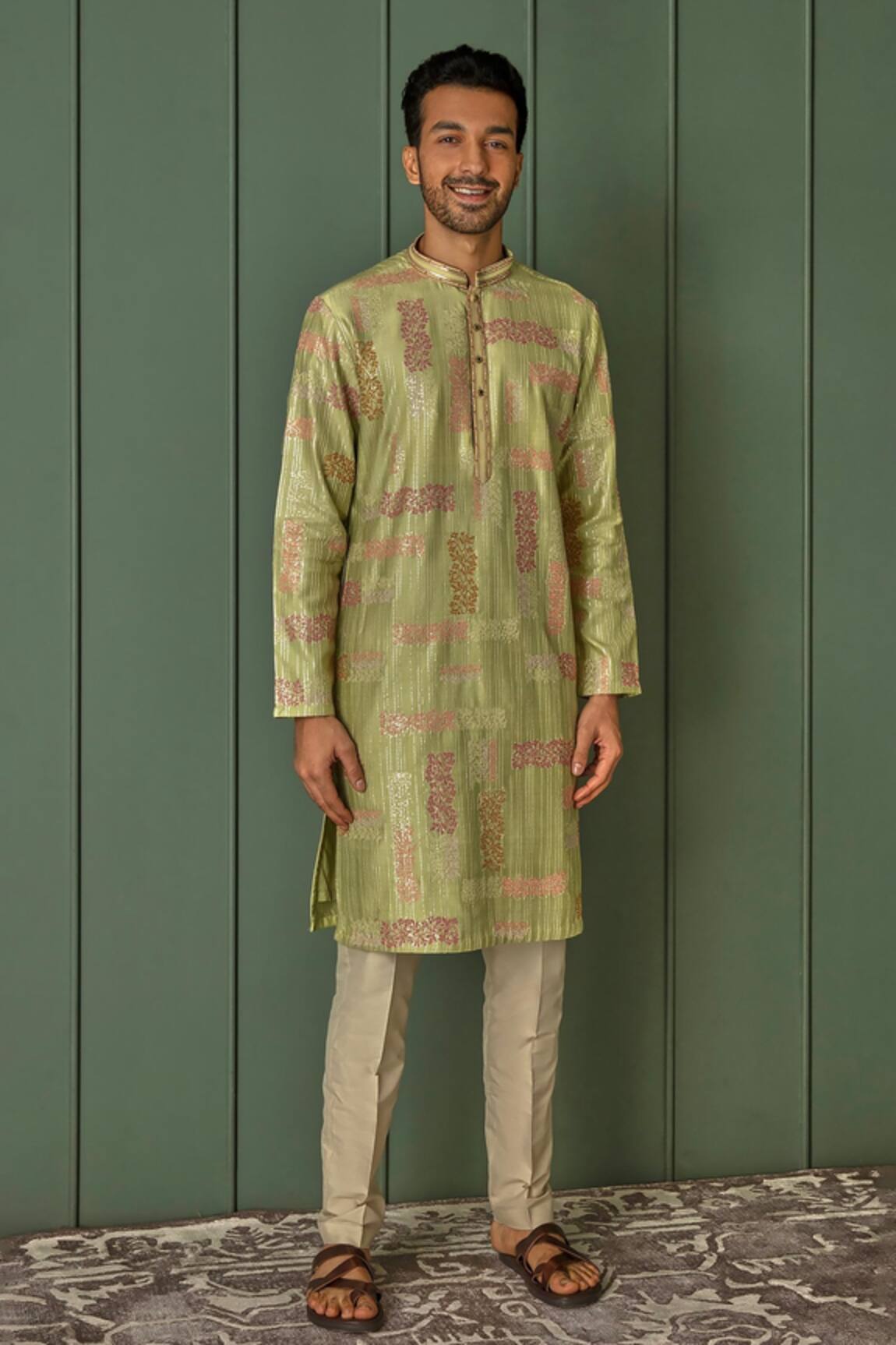 Asuka Geometric Resham & Sequin Embroidered Kurta Set