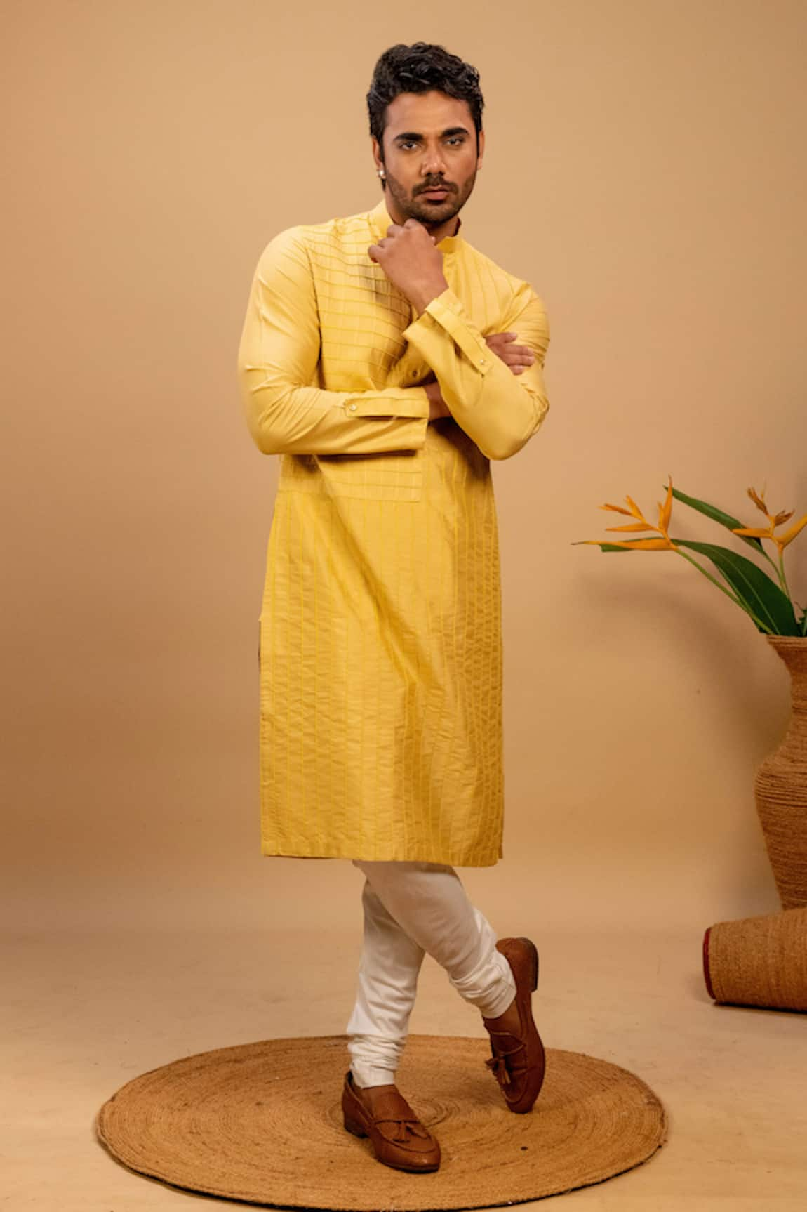 Agape Braided Embroidered Kurta & Churidar Set