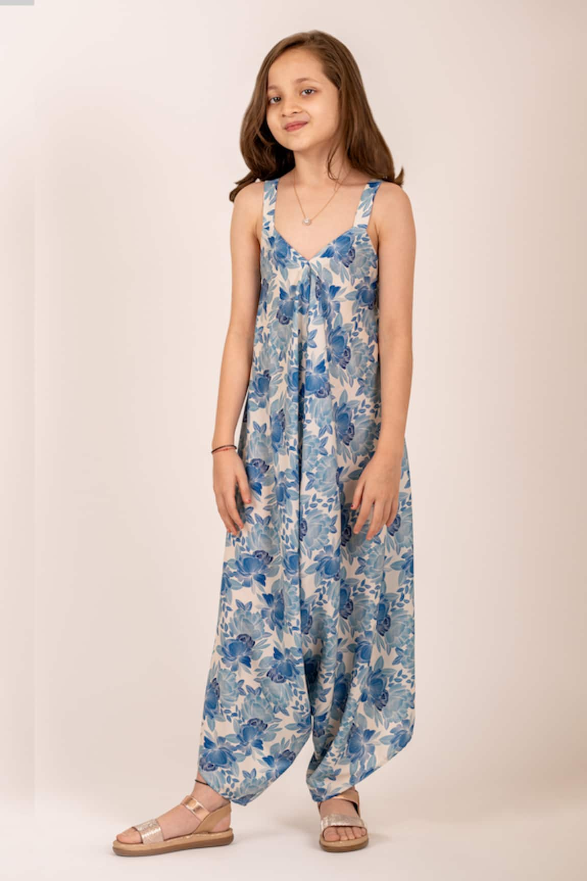 Pasha India Blossom Print Asymmetric Palazzo Jumpsuit