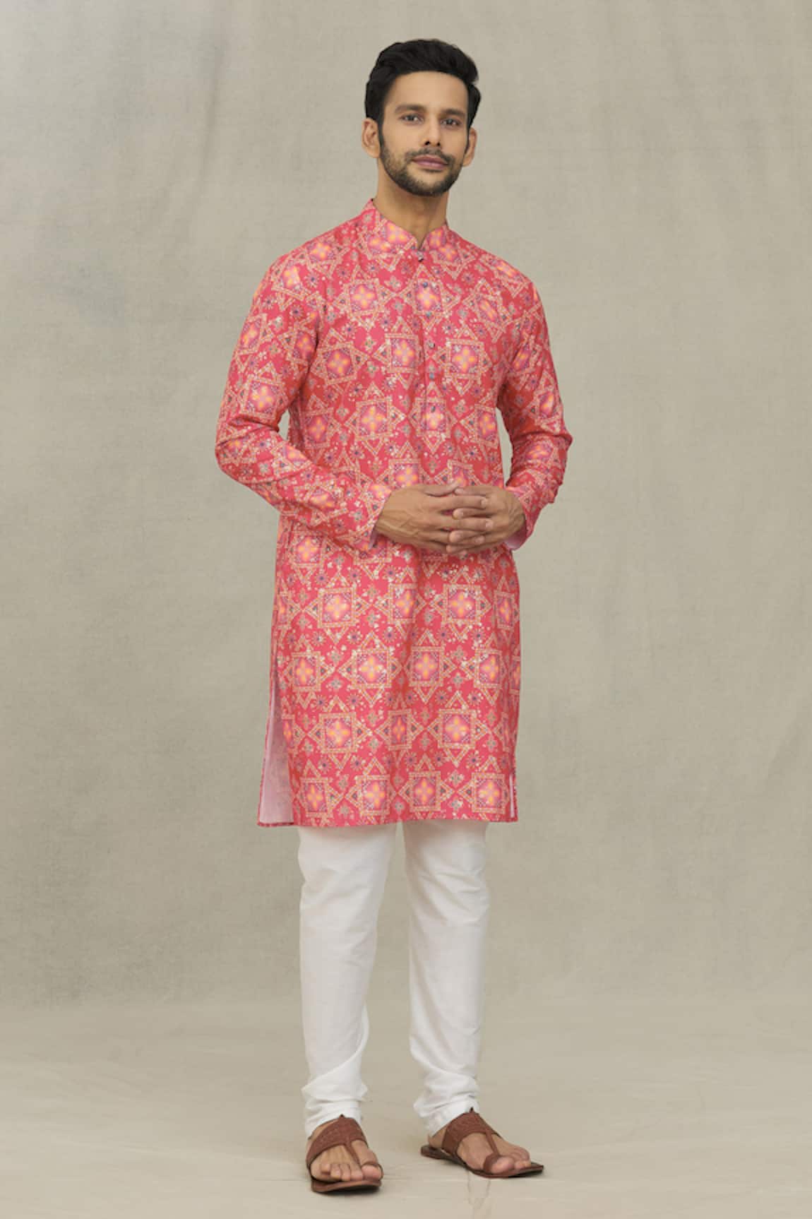 Arihant Rai Sinha Geometric Bandhani Print Kurta 