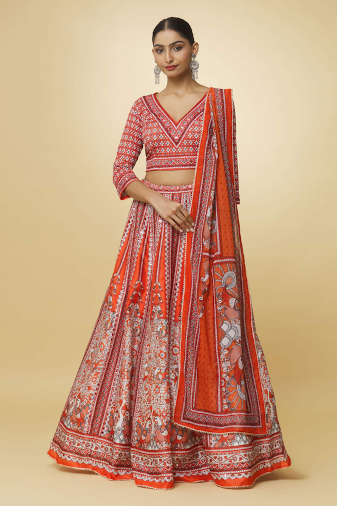 Samyukta Singhania Madhubani Bird Print Lehenga Set