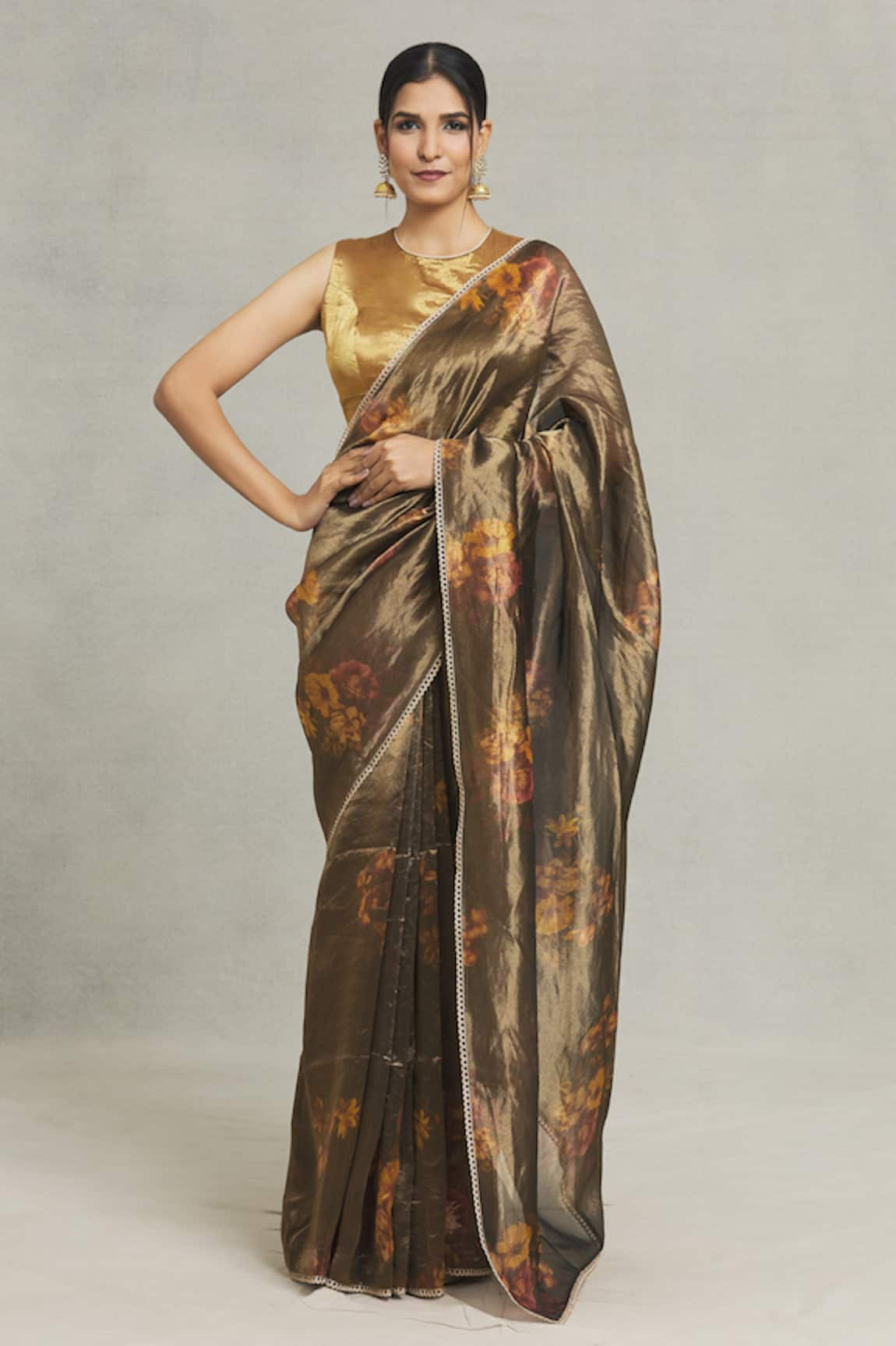 Pranay Baidya Botanical Print Saree