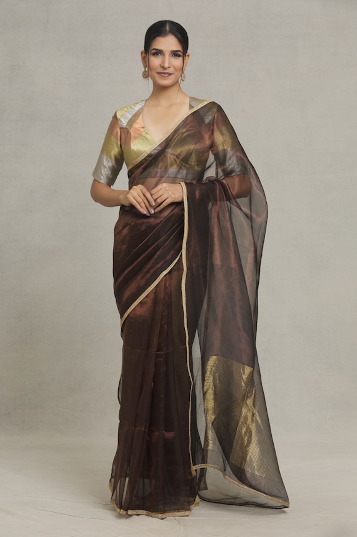 Pranay Baidya Border Embellished Tissue Saree