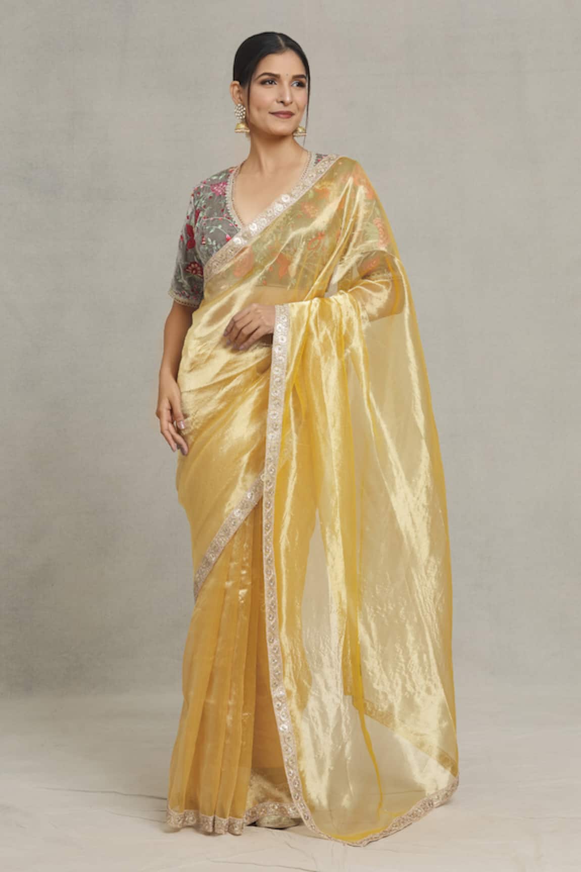 Pranay Baidya Sequin Embellished Bordered Saree