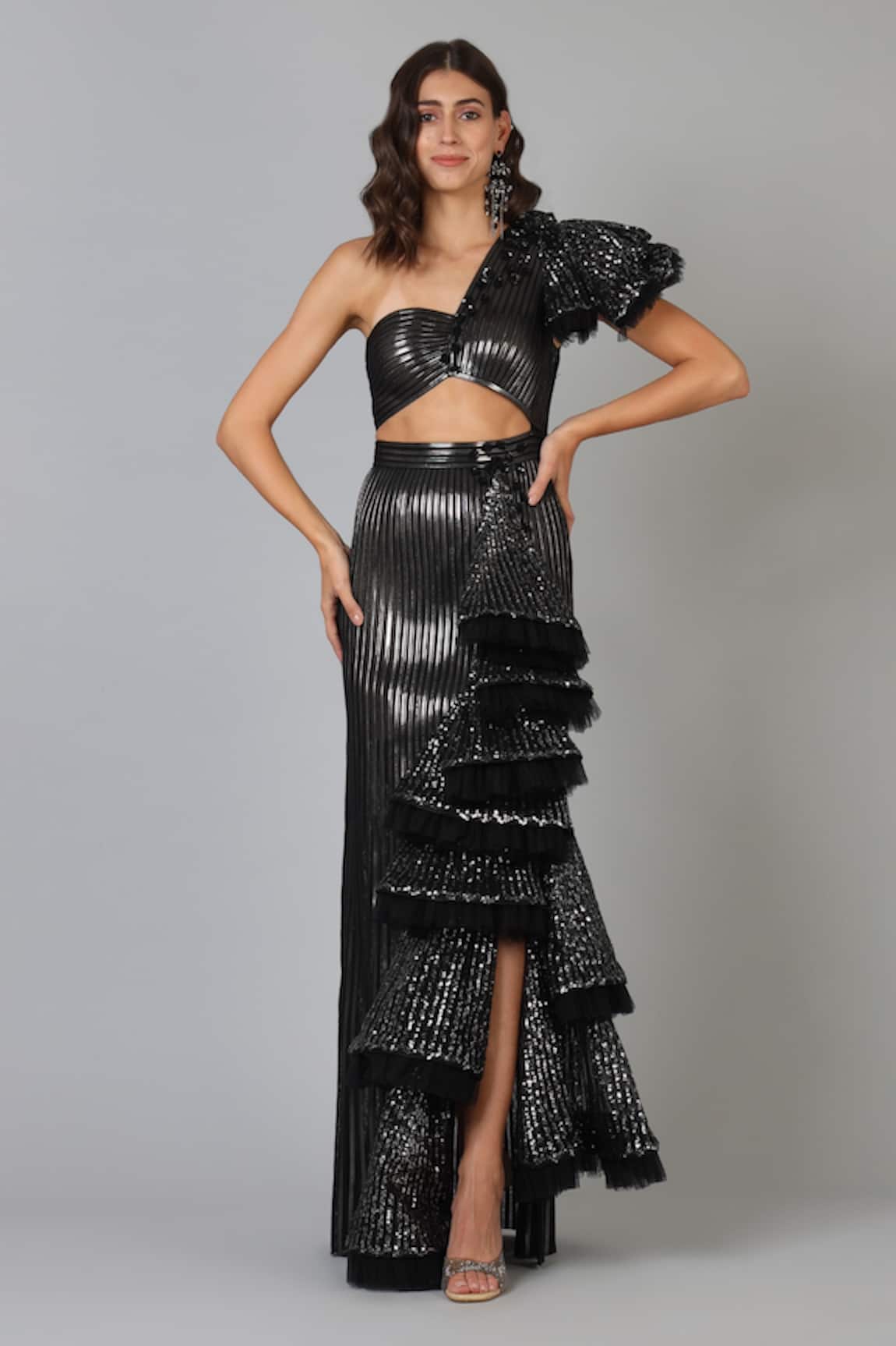 Geisha Designs Estelle Sequins Hand Embroidered Gown