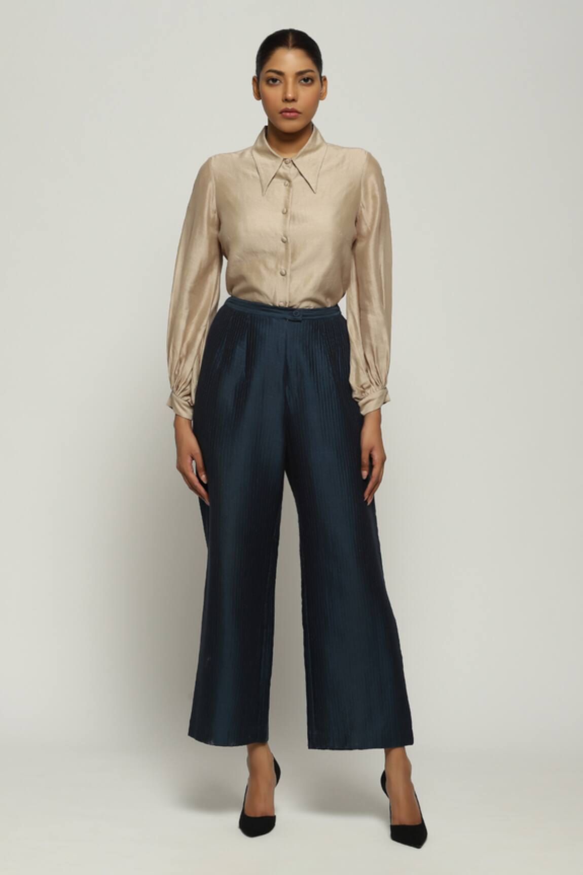 Abraham And Thakore Silk Straight Fit Pant 