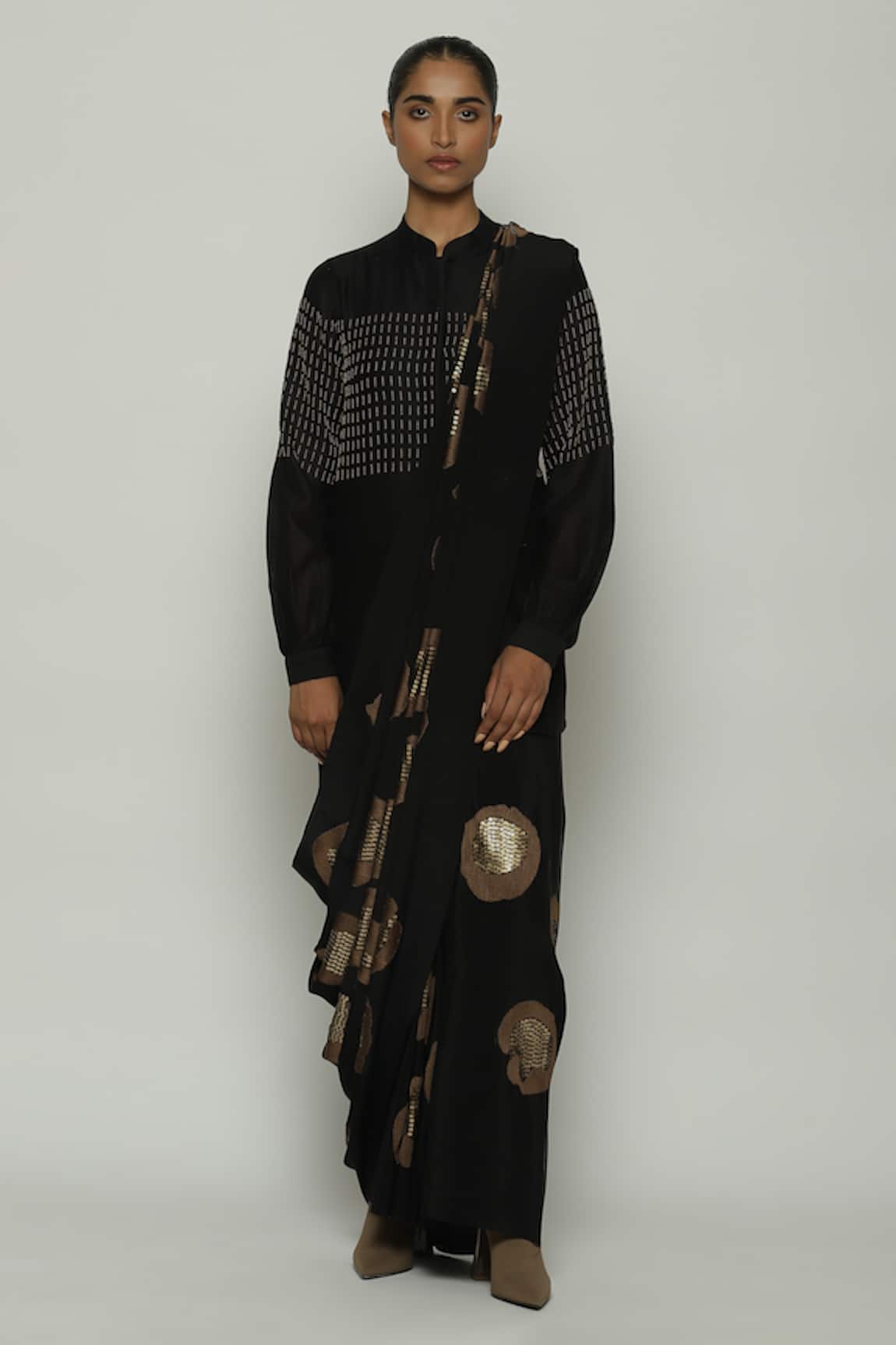 Abraham & Thakore Aari & Sequin Embroidered Silk Saree