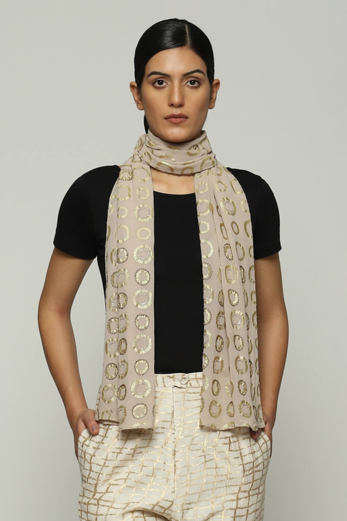 Abraham & Thakore Bead & Sequin Embroidered Scarf