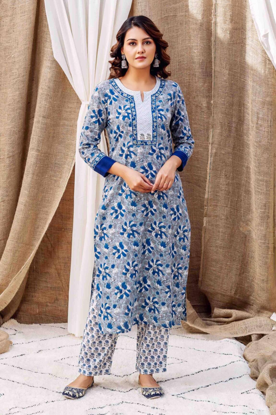 Missprint Hand Block Print Kurta & Pant Set