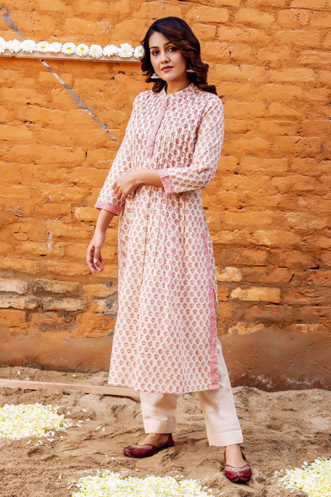 Missprint Gazal Block Print Straight Kurta & Pant Set