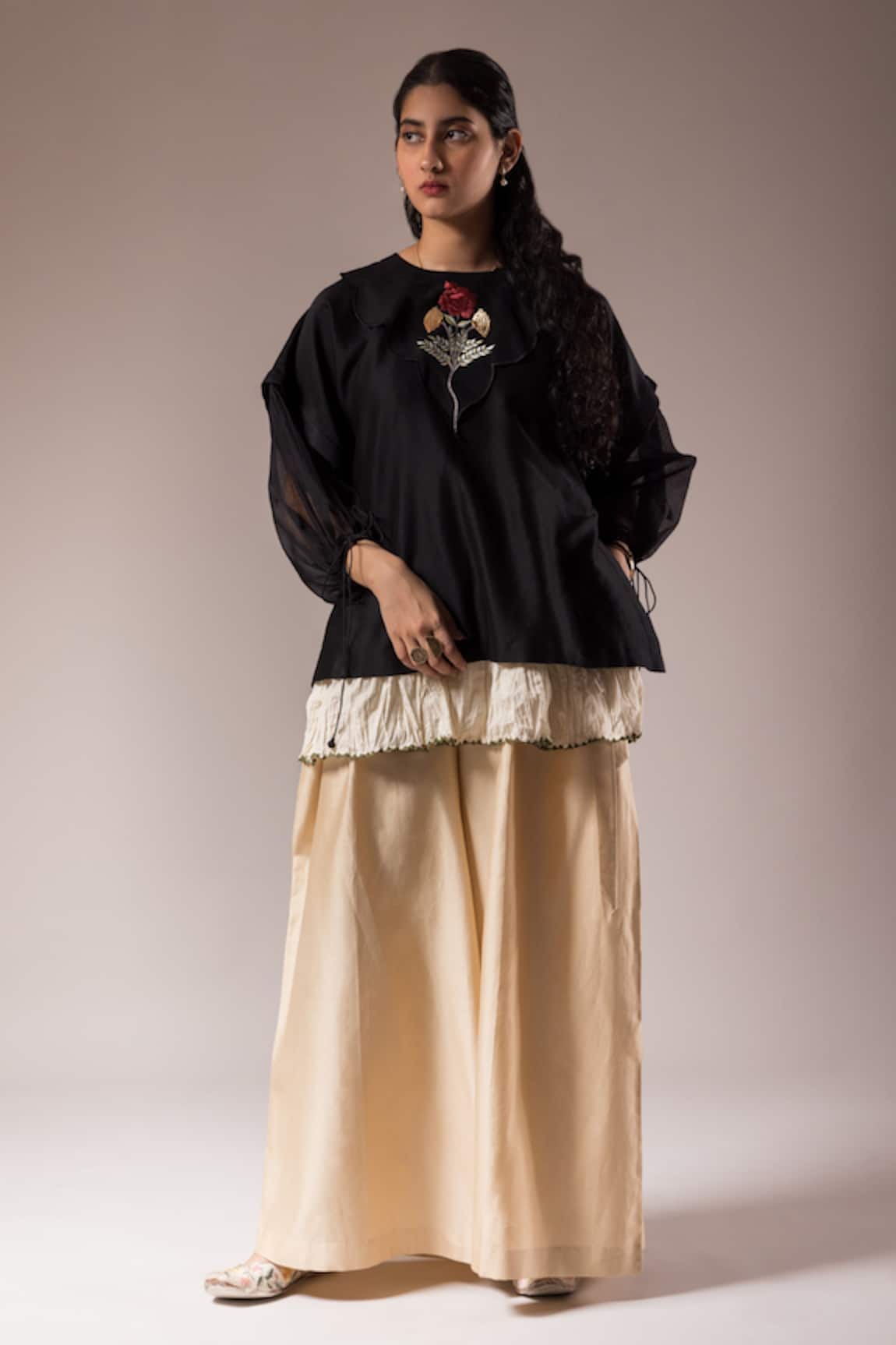 PRAMA BY PRATIMA PANDEY Silk Chanderi Embroidered Shirt Pant Set