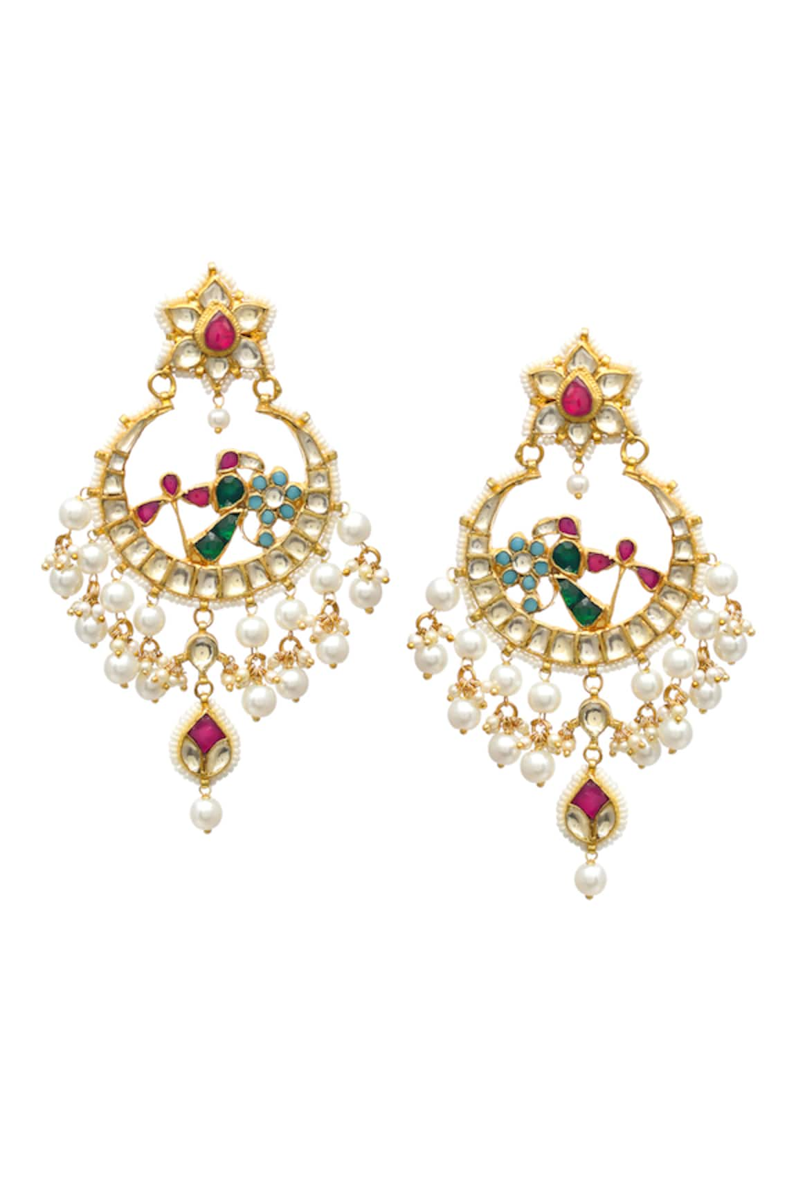 MAISARA JEWELRY Kundan Studded Chandbalis