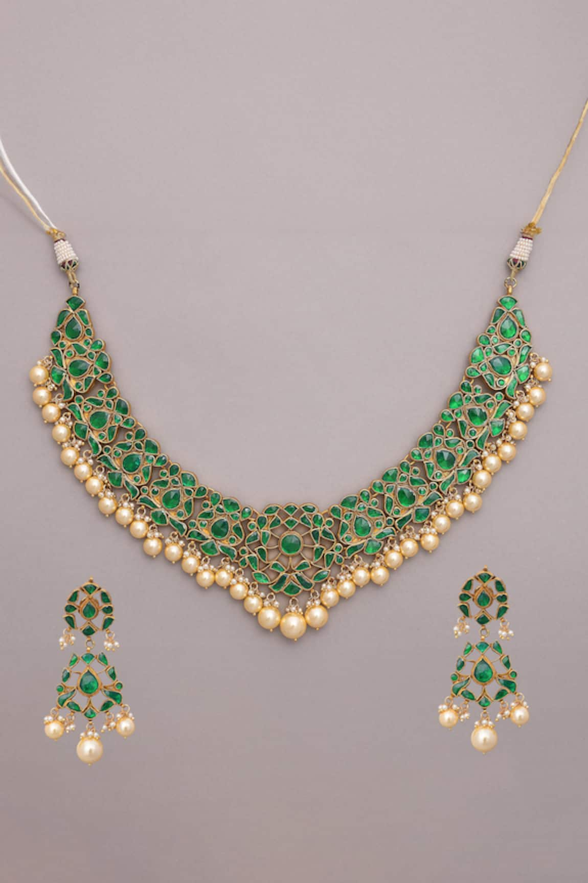 MAISARA JEWELRY Floral Cut Work Jadau Necklace Set