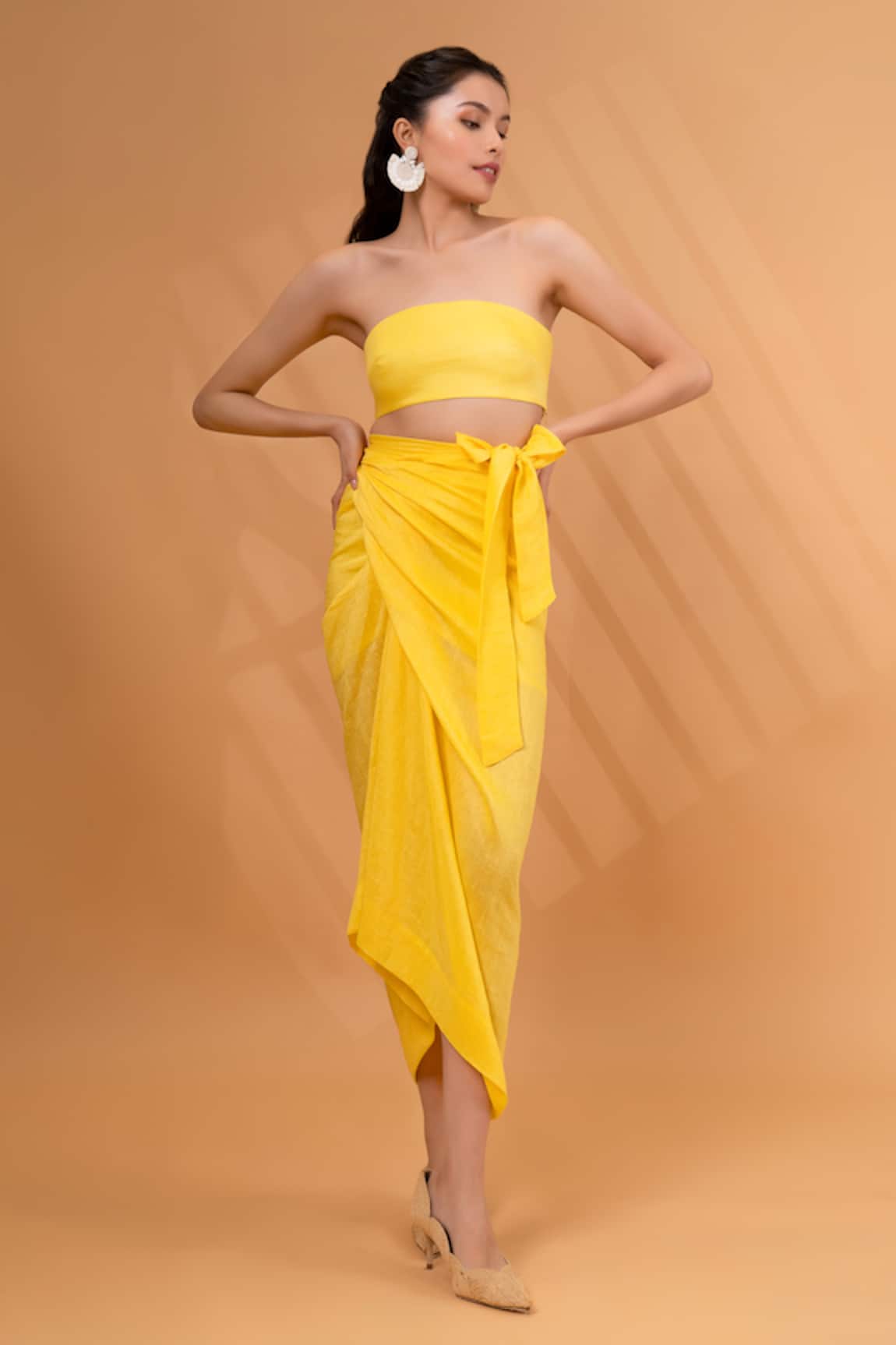 Therealb Cotton Linen Tube Top With Wrap Skirt 
