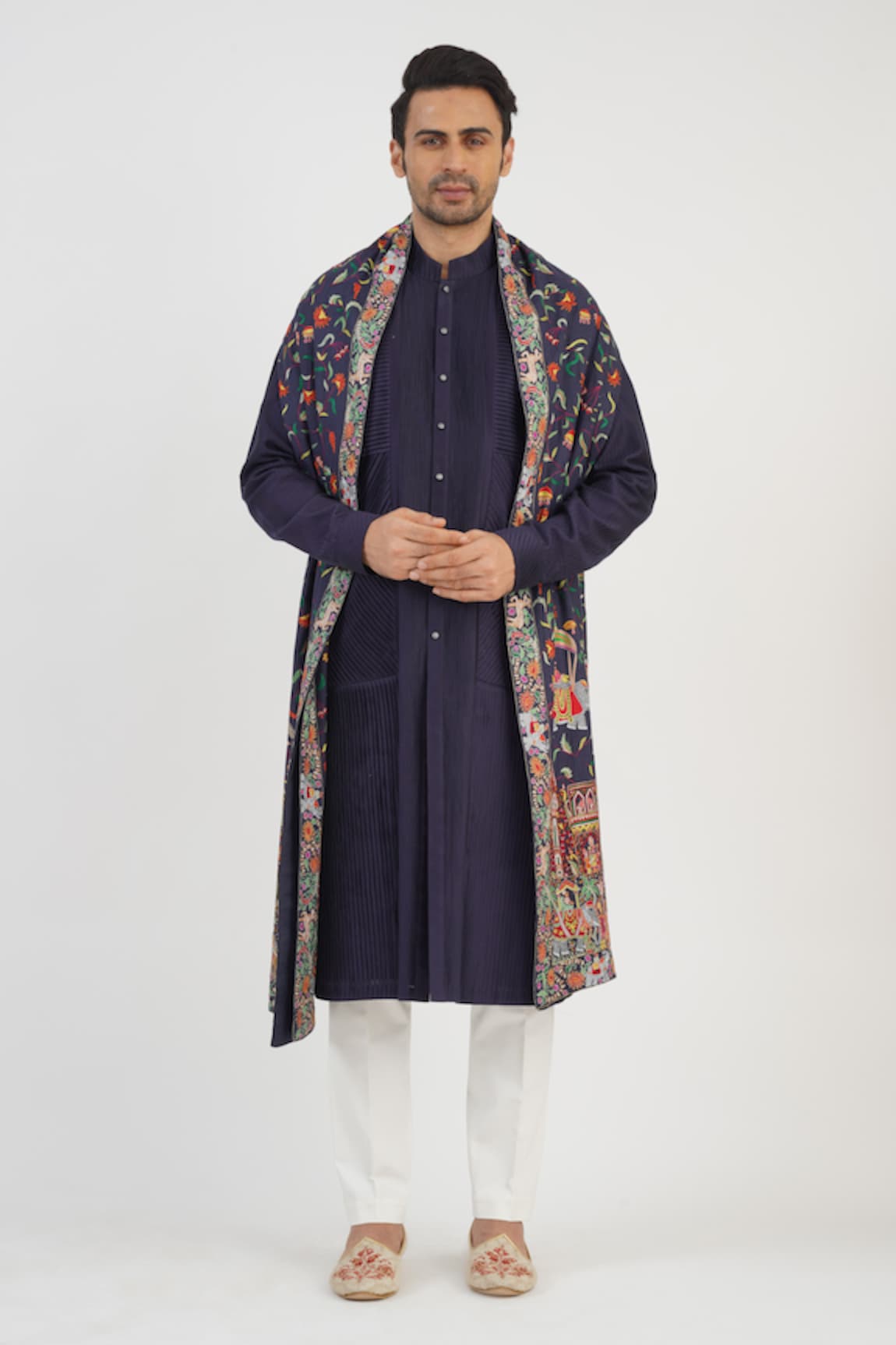 Sankalan - Men Solid Chanderi Kurta & Pant Set