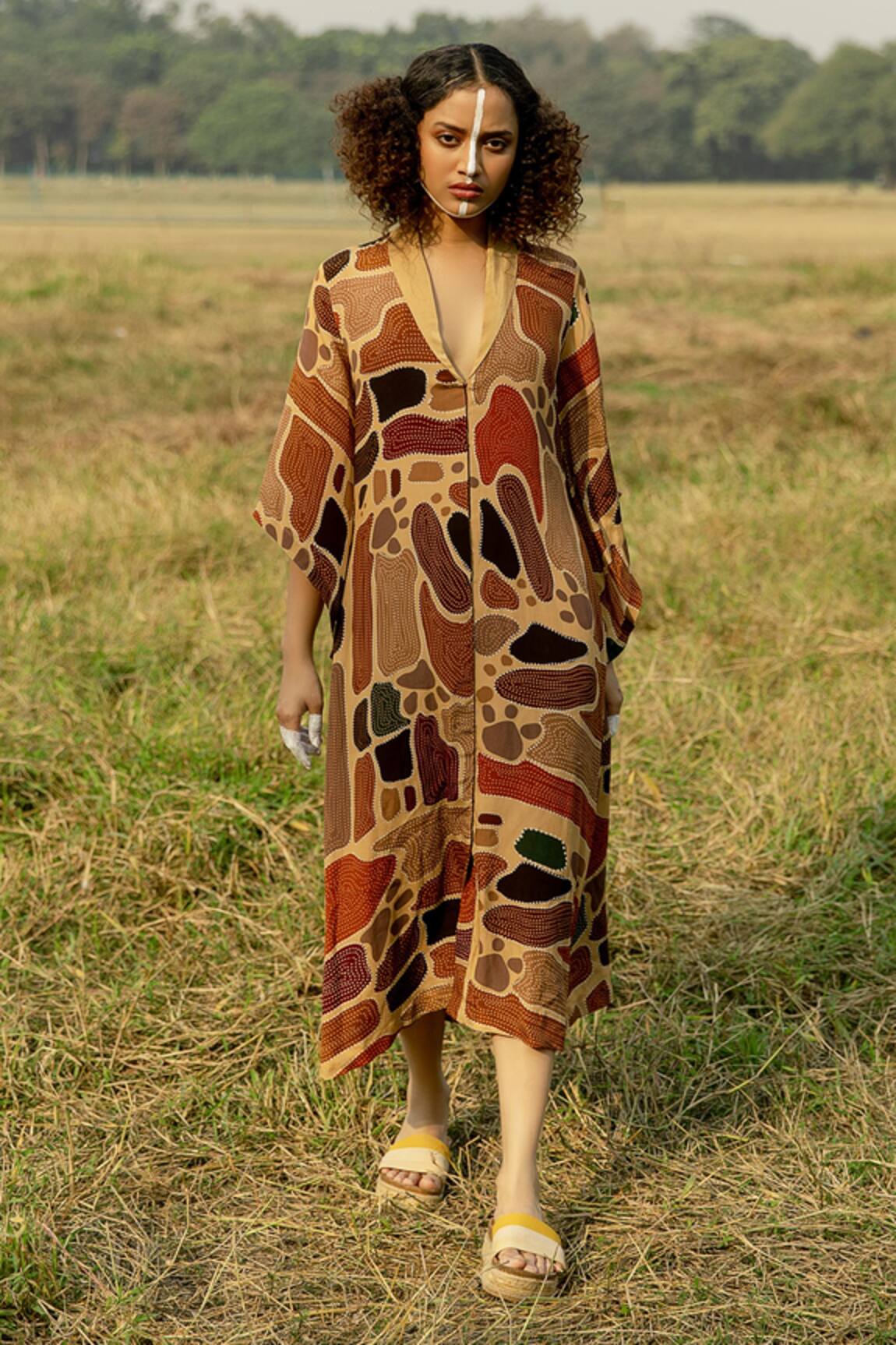 Label Shristi Chetani Watch Out Geometric Print Maxi Dress 