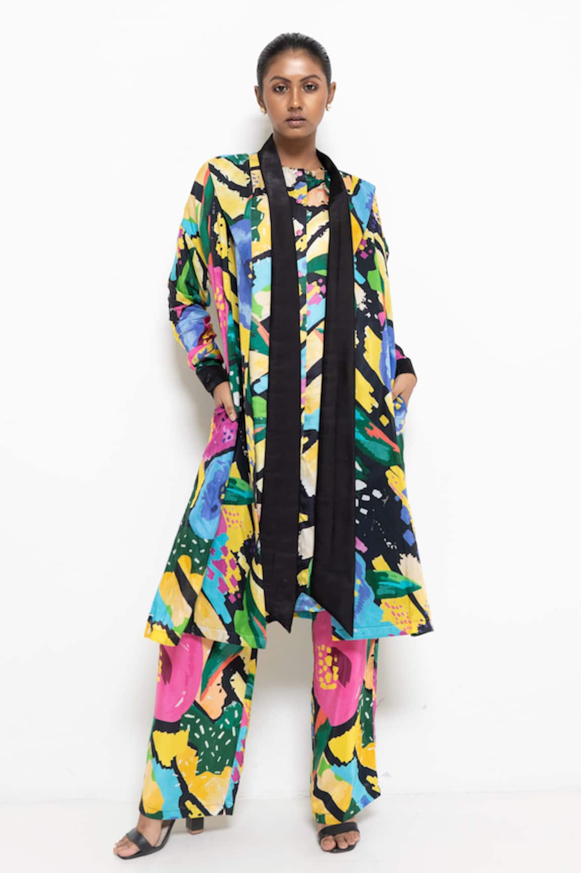 Rimi Nayak Abstract Print Jacket Kurta Set