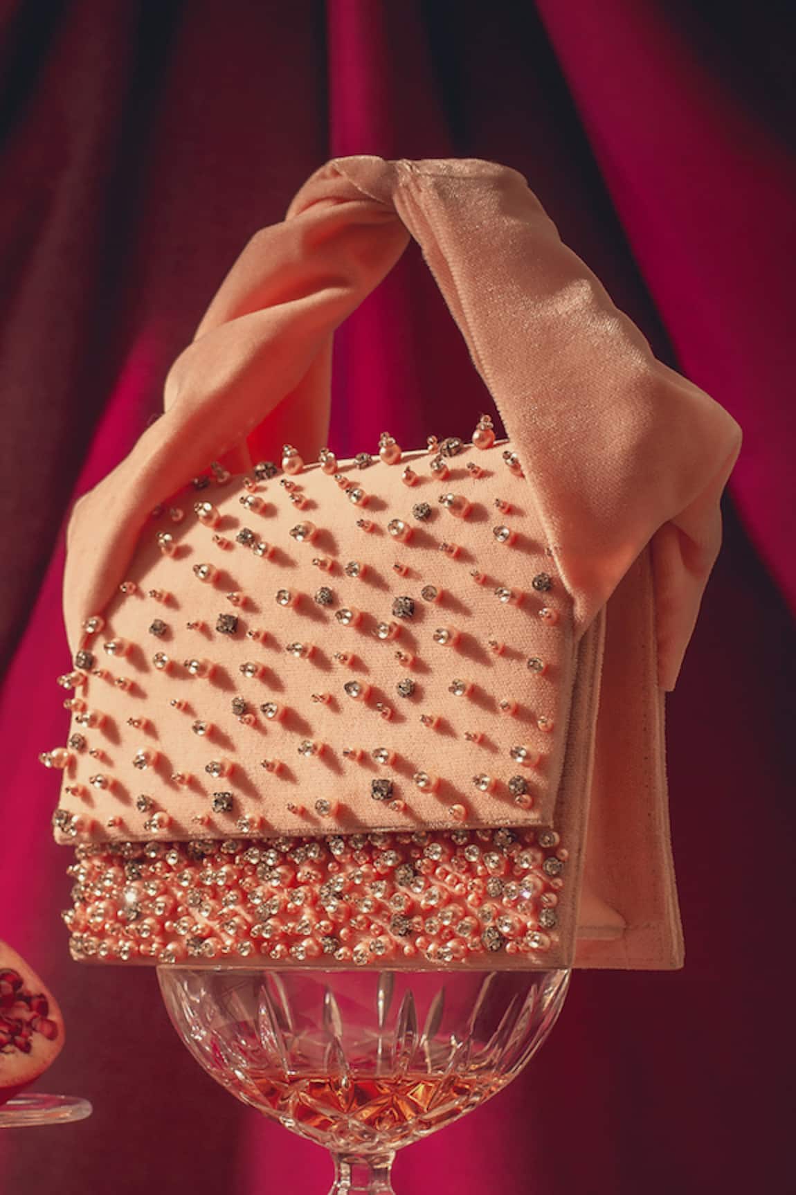 Forever Noor Venti Pearl & Swarovski Studded Bag