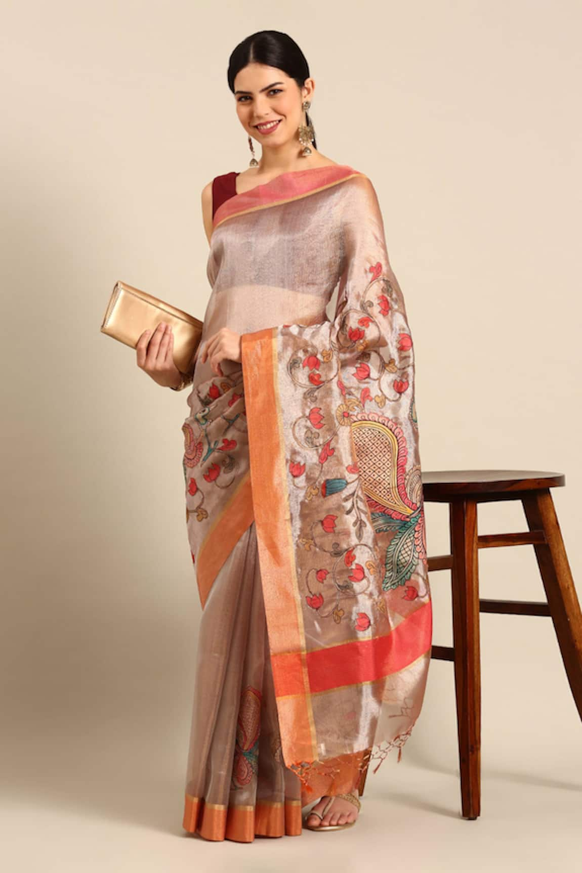 SAYISHA Peacock Garden Silk Saree With Running Blouse