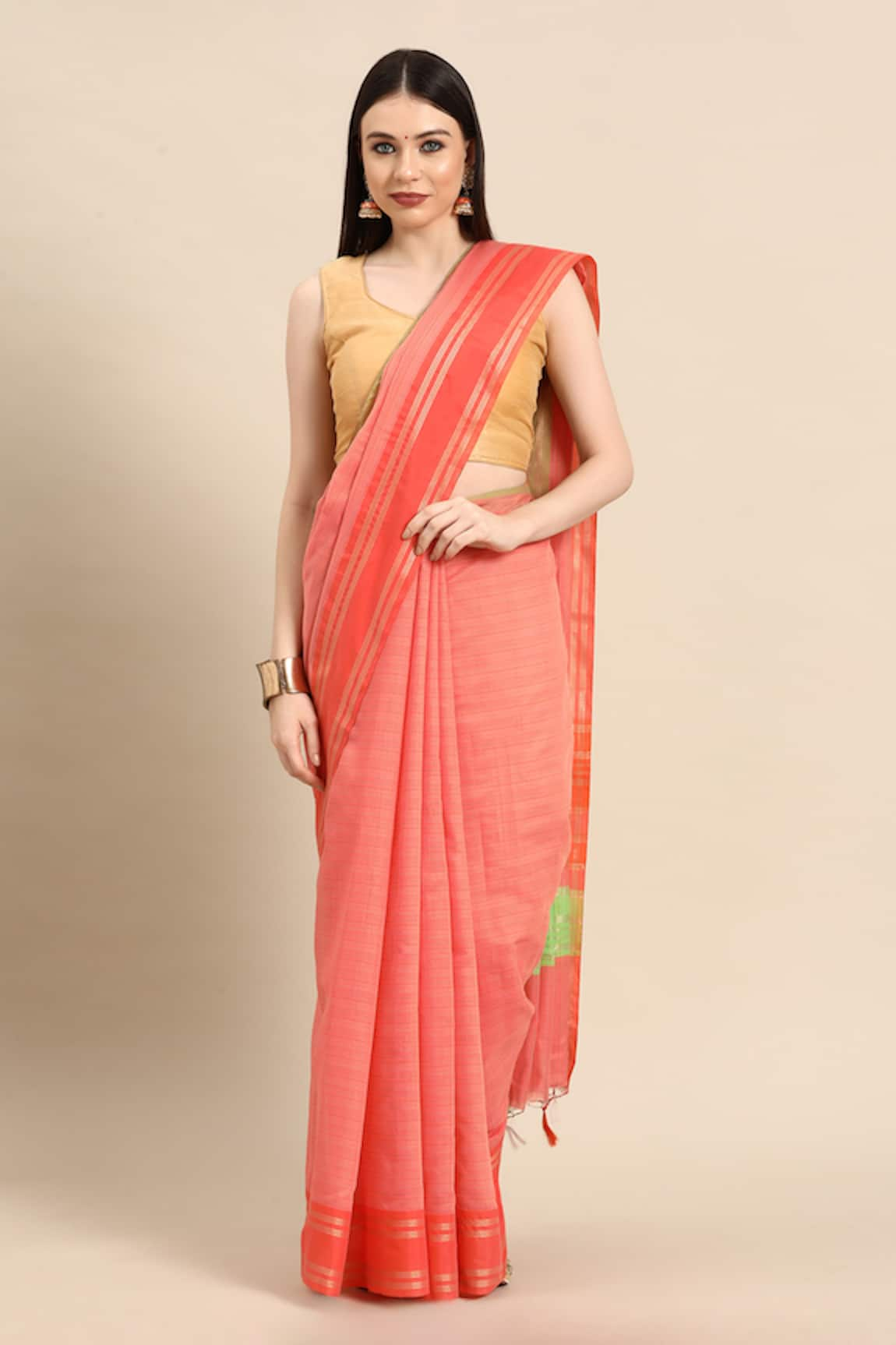 SAYISHA Pin Striped Saree With Running Blouse