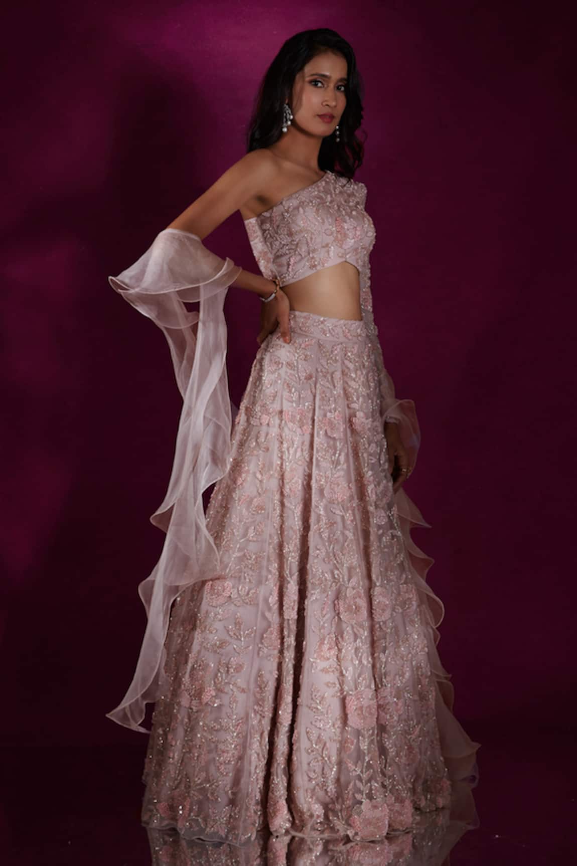 Shloka Khialani Venus Camellia Embroidered Bridal Lehenga Set