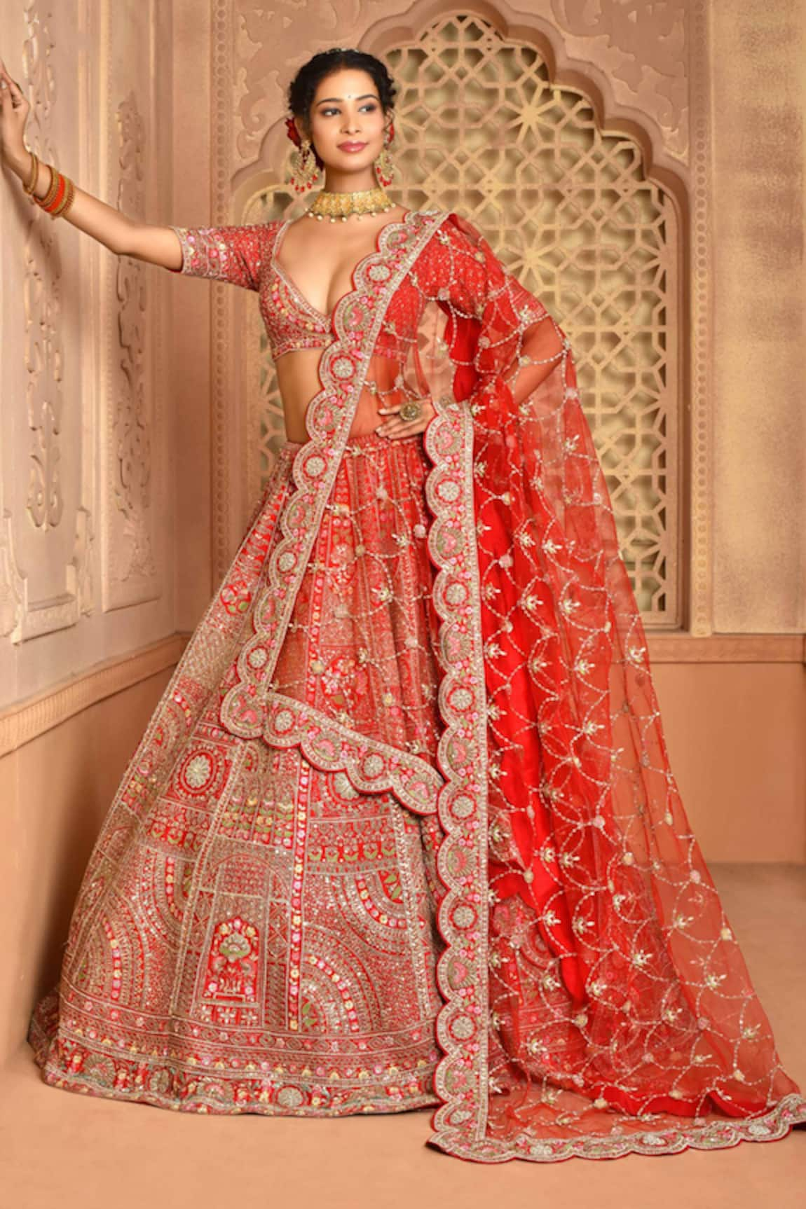 Kalighata Gardenia Zardozi Bloom Embroidered Bridal Lehenga Set