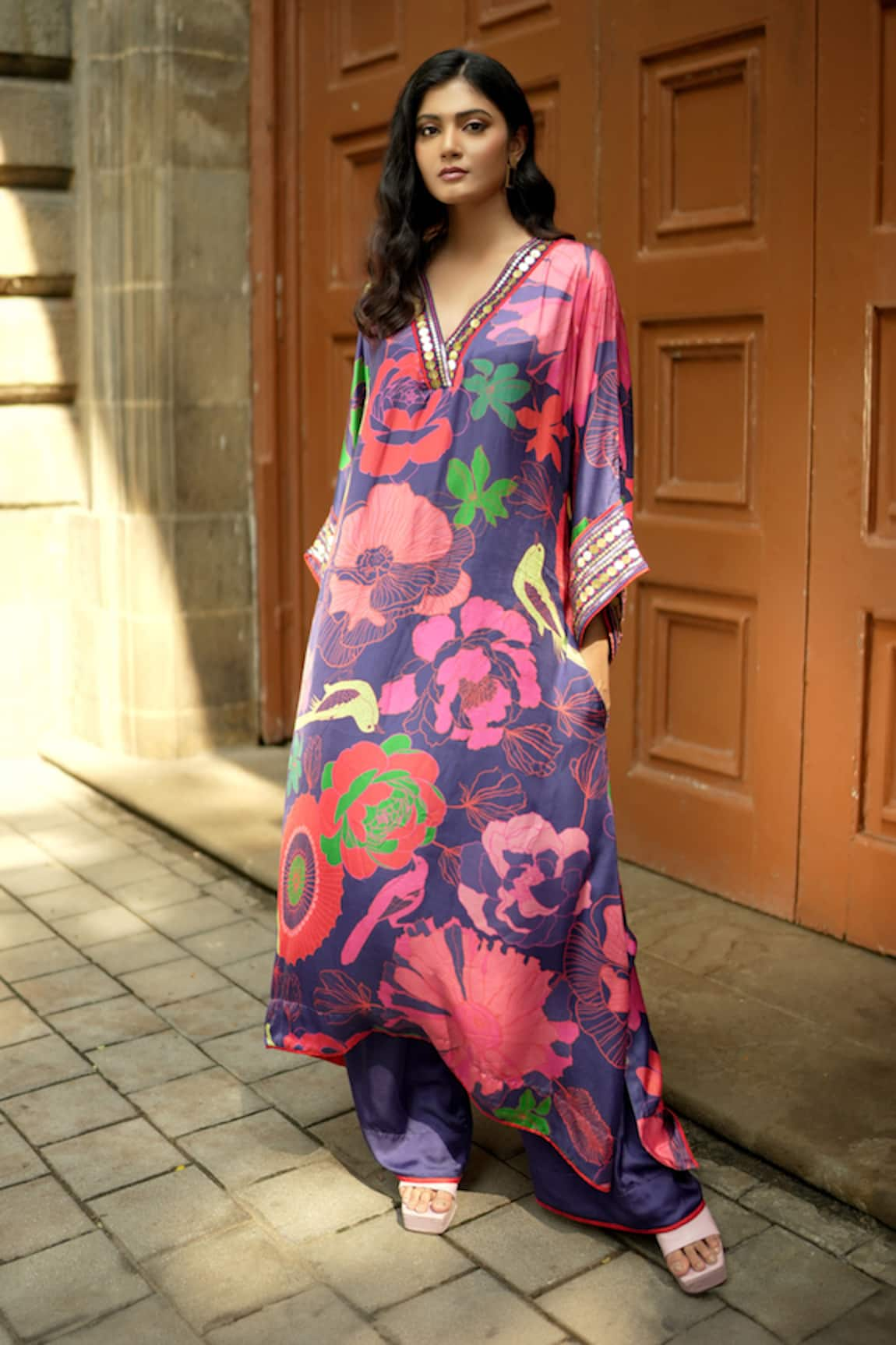 Almaari by Pooja Patel Retro Floral Blossom Print Kurta With Pant