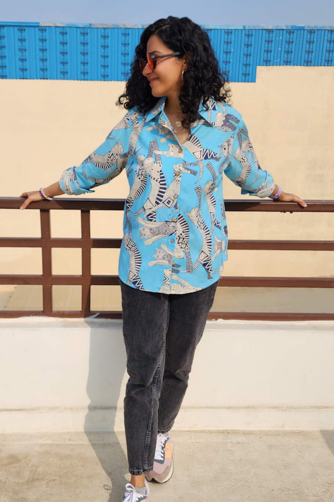 Gulaal Cotton Egyptian Cat Print Shirt