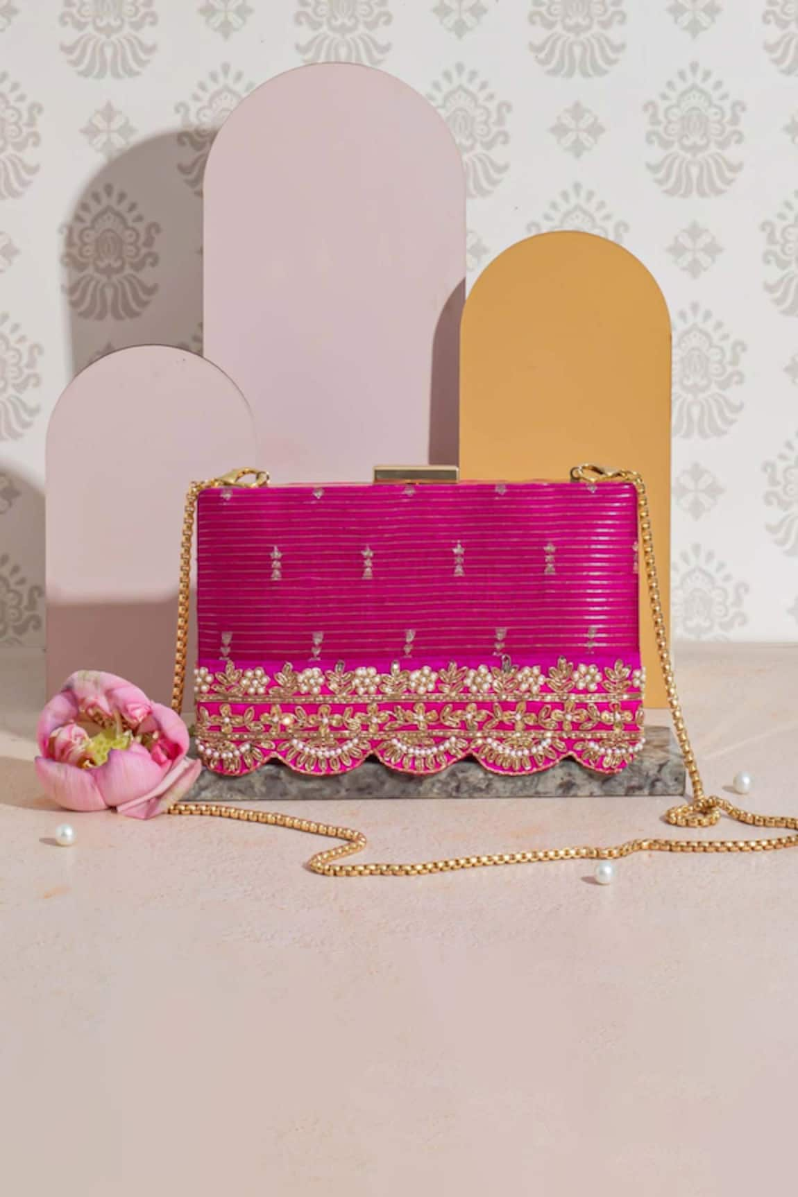 AMYRA Tari Zari Embroidered Box Clutch