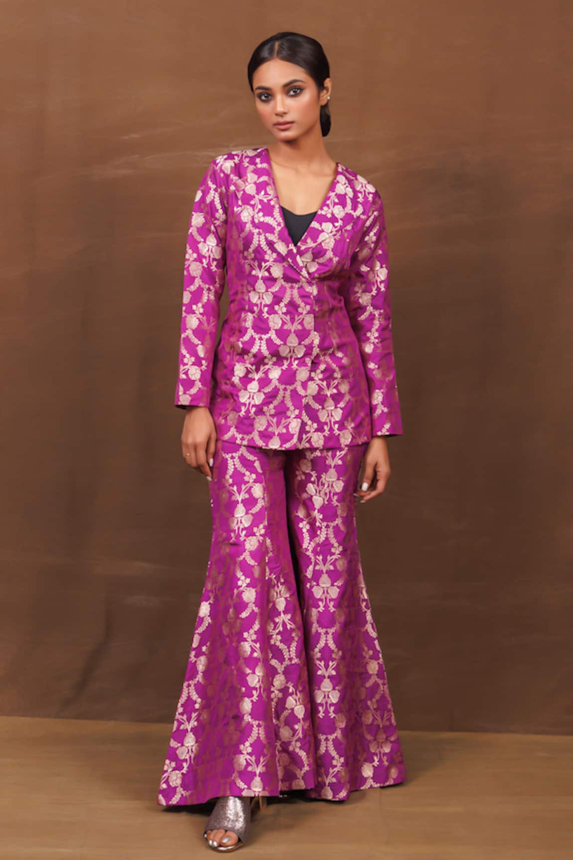 Pinki Sinha Handwoven Banarasi Silk Jacket With Gharara