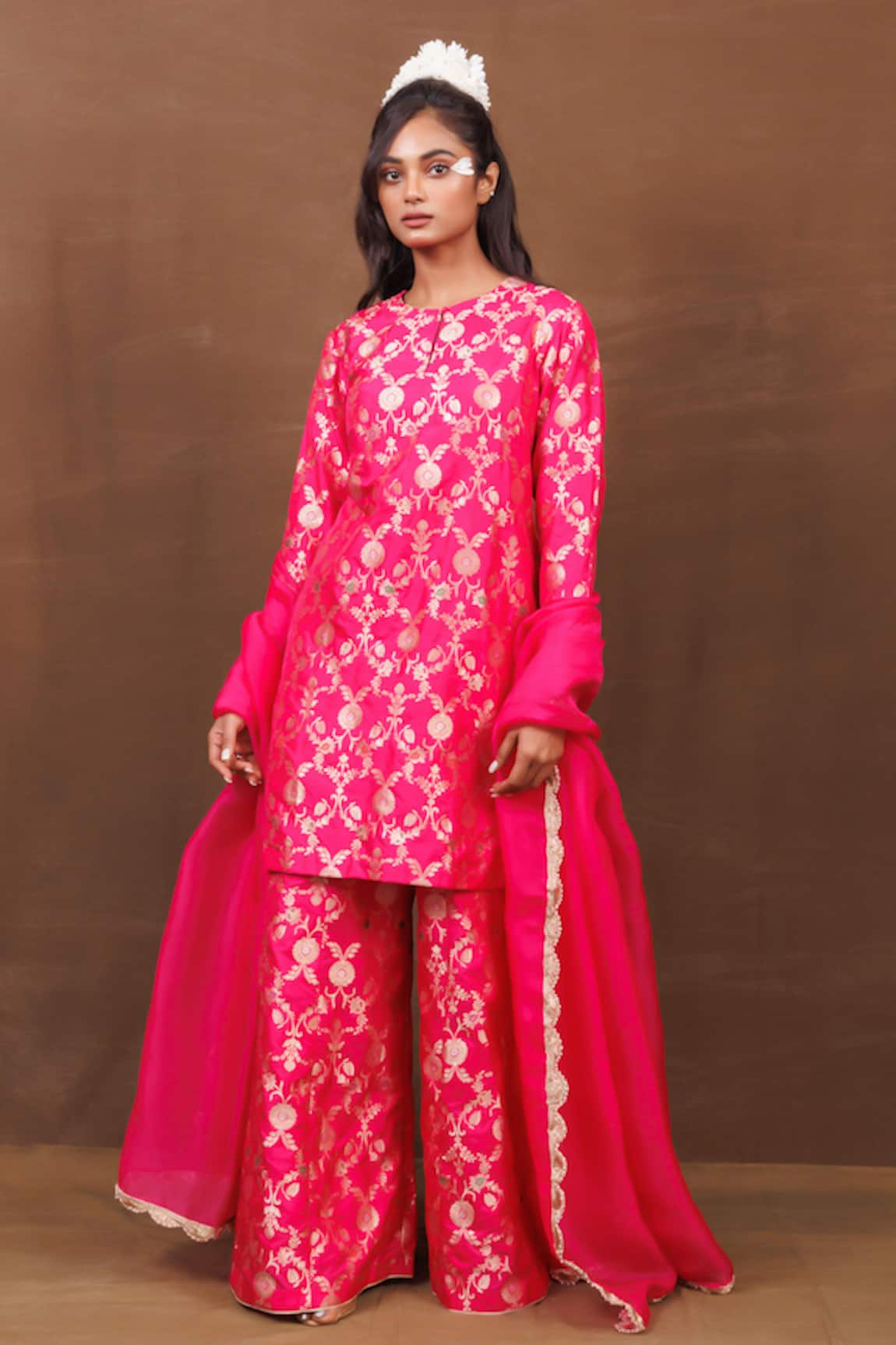 Pinki Sinha Handwoven Banarasi Silk Kurta Sharara Set