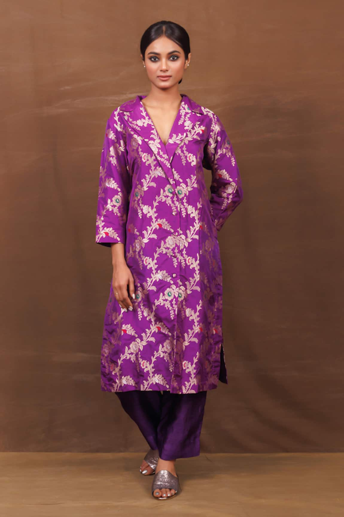 Pinki Sinha Banarasi Silk Coat & Pant Set