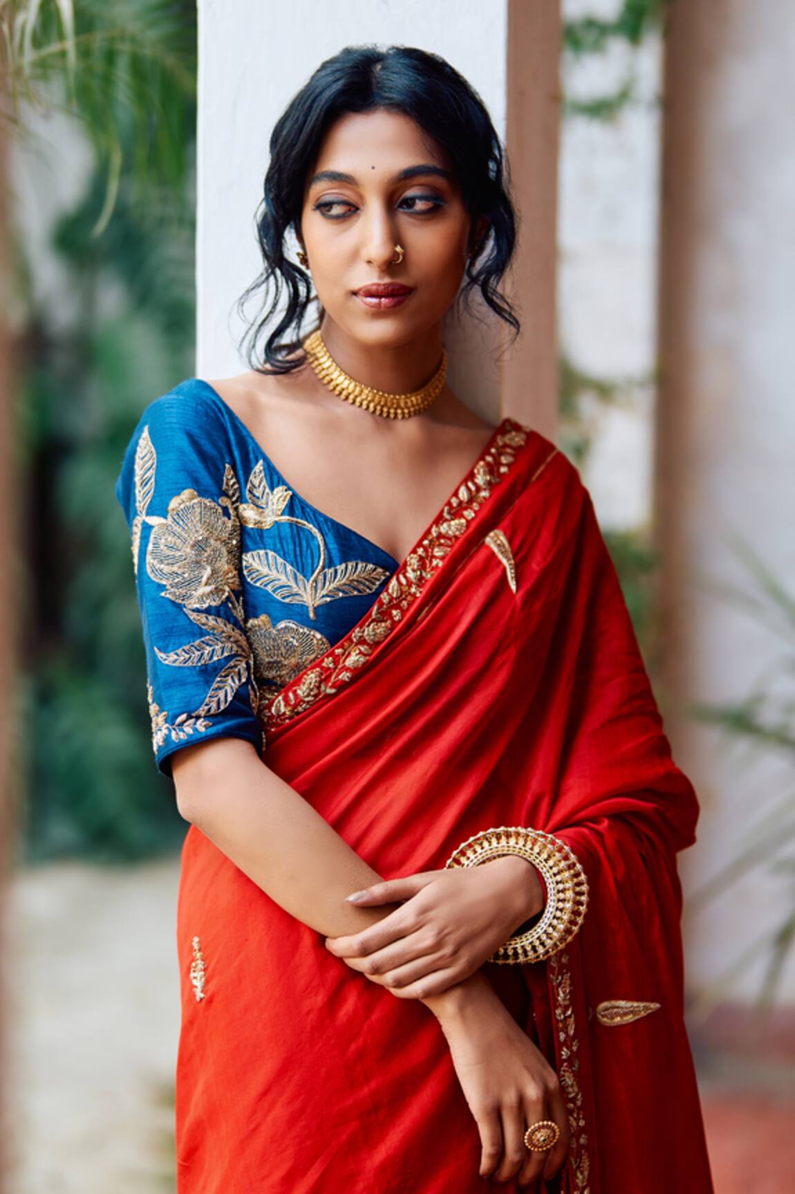 Label Earthen Seetaphool Rani Embroidered Blouse 