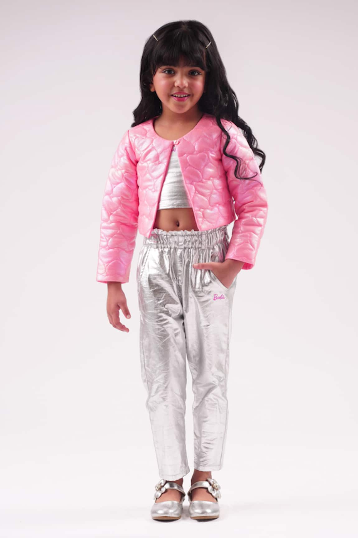 LIL DRAMA Barbie Embroidered Heart Pattern Jacket Set