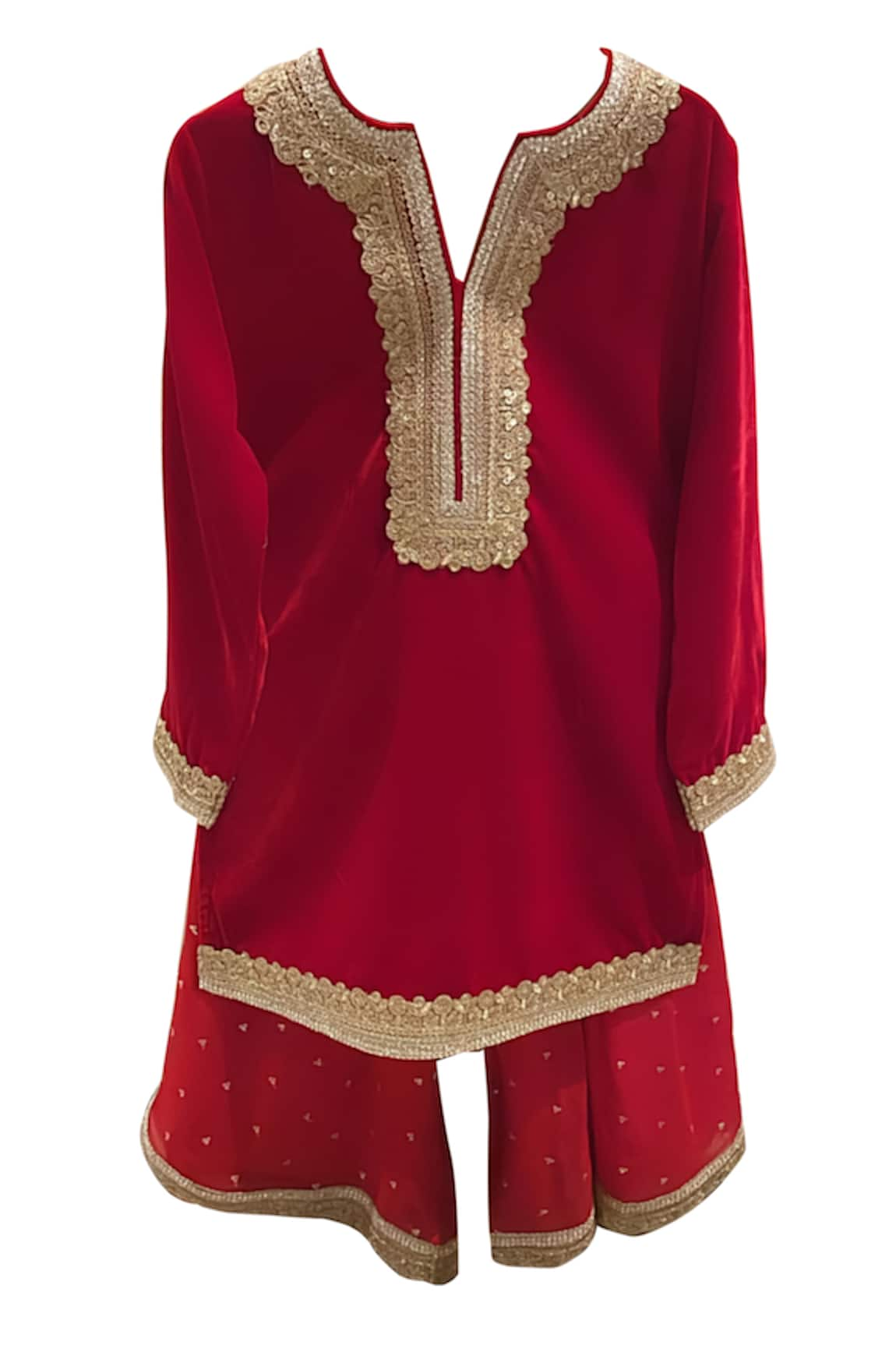 MINIME ORGANICS Zari Embroidered Placket Kurta With Sharara