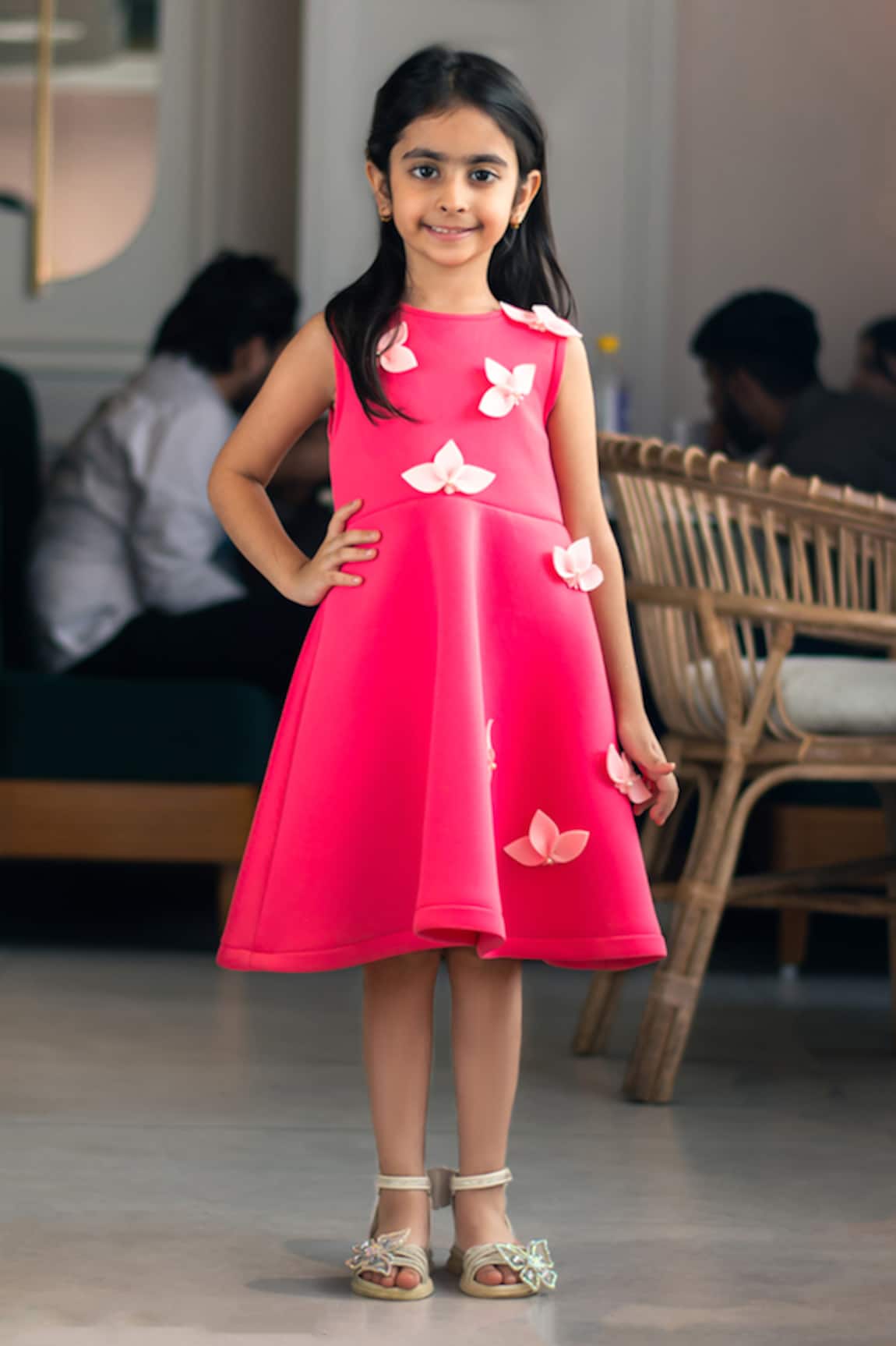 FAYON KIDS 3D Floral Applique Embroidered Dress