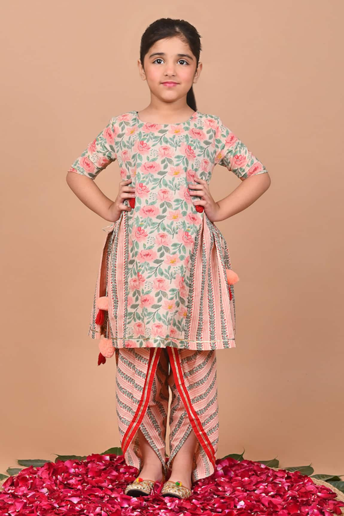 THE COTTON STAPLE Chia Flower Print Kurta & Dhoti Pant Set