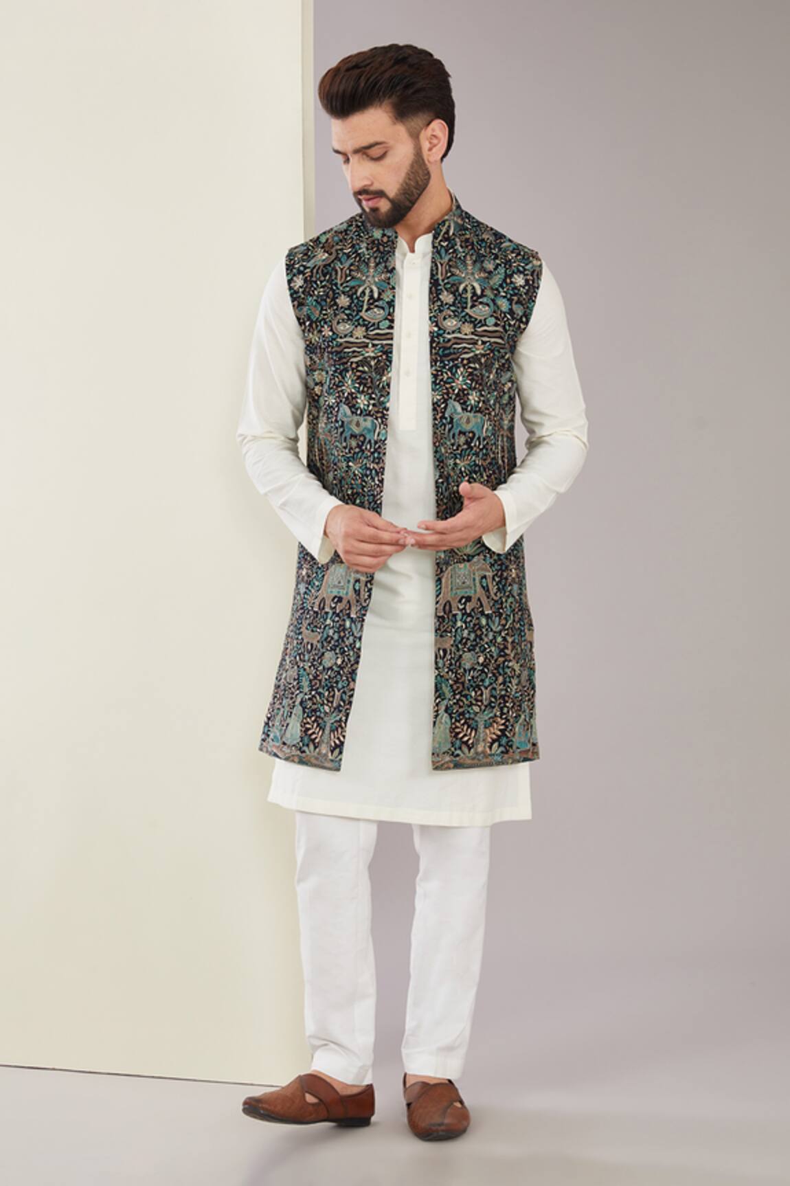 Kasbah Kashmiri Thread Embroidered Long Shrug 