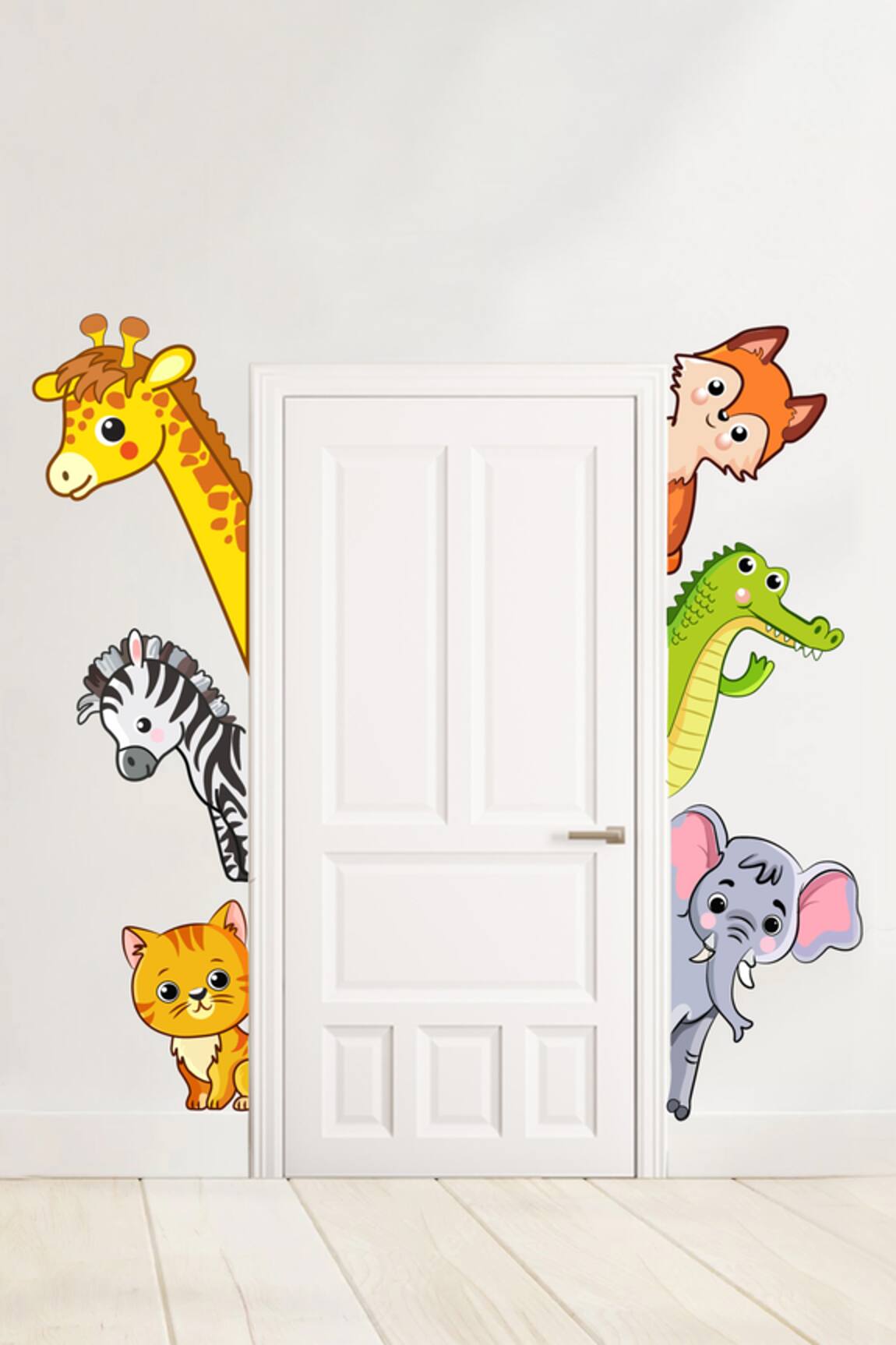 My Kids Wall Peeping Animals Door Edge Wall Stickers 6 Pcs Set