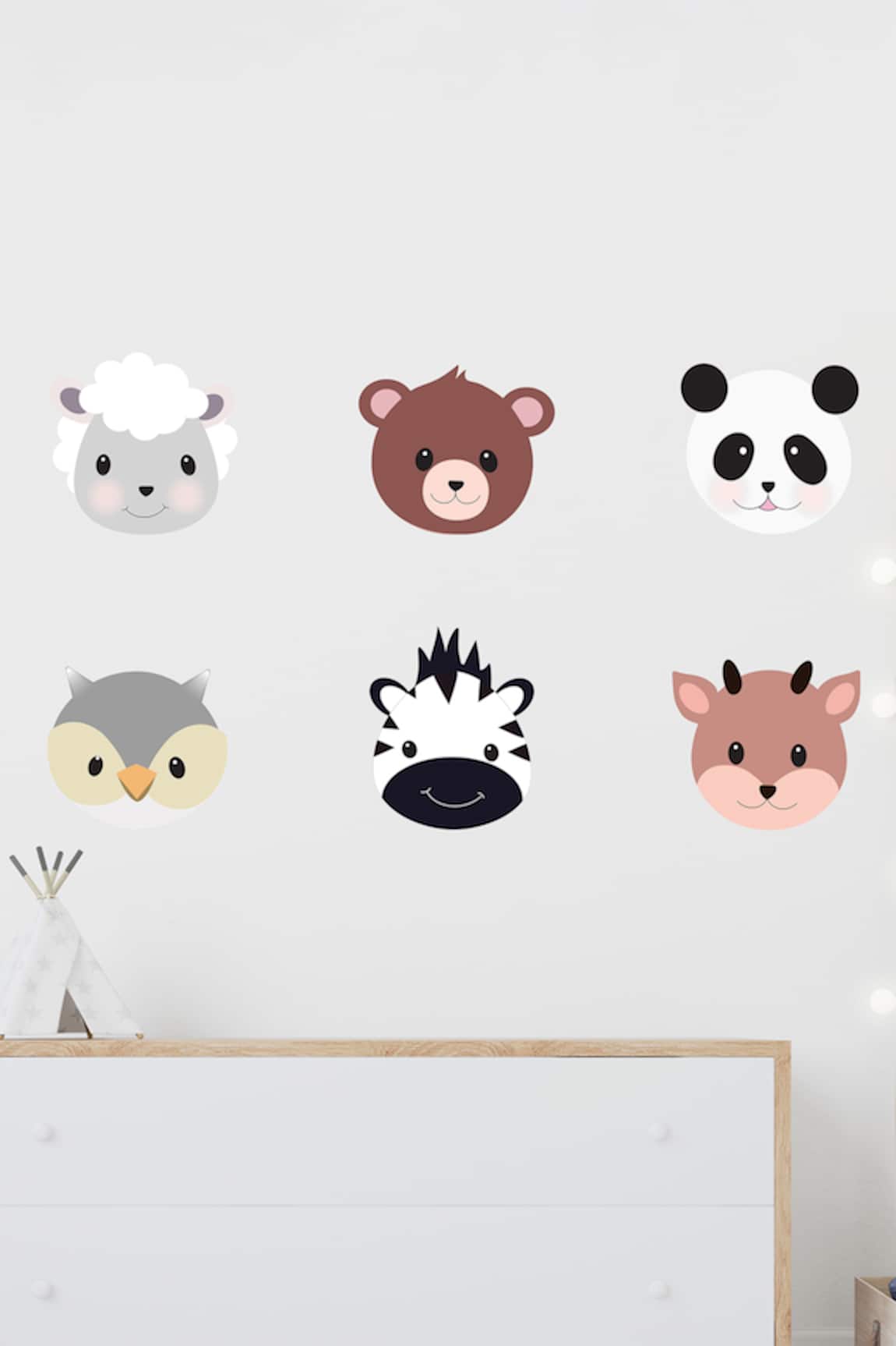 My Kids Wall Cute Animal Faces Wall Stickers 8 Pcs Set