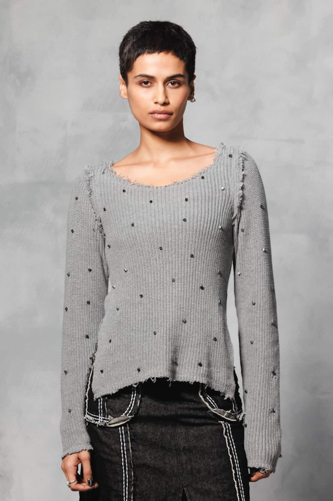 Mellowdrama Metallic Quad Studded Sweater