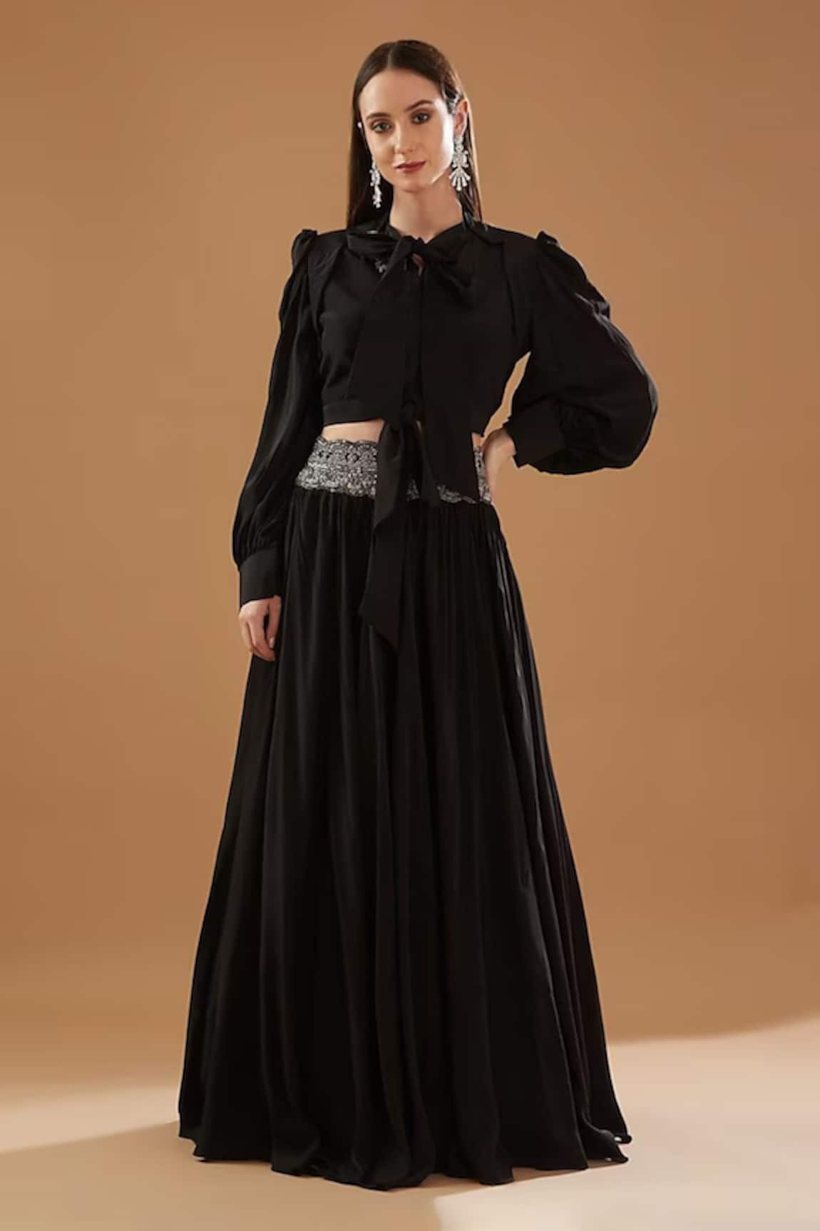 Baidehi Solid Crop Top & Skirt Set 