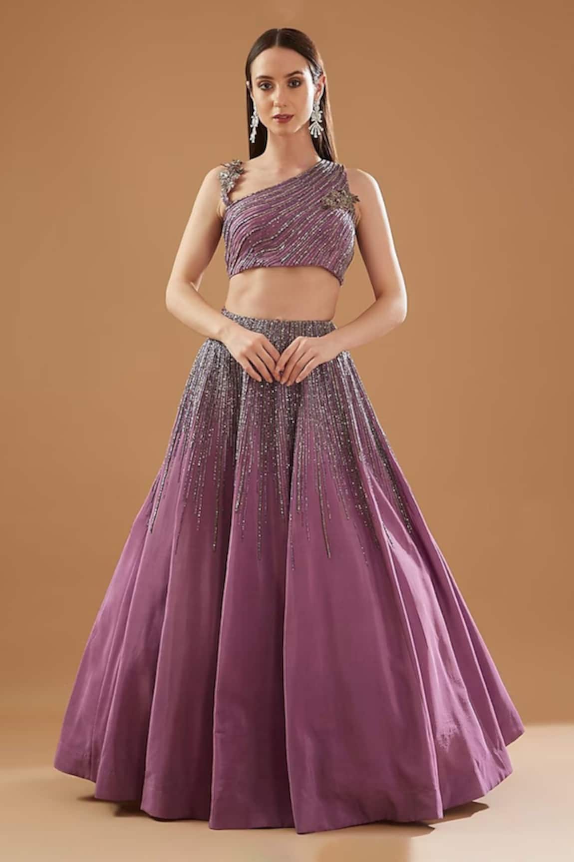 BAIDEHI Hand Embroidered Crop Top & Lehenga Set 