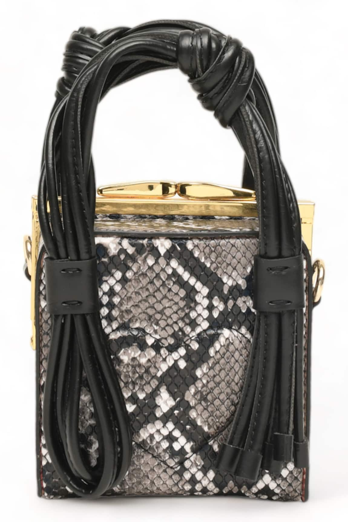 Immri Love Knot Cube Snake Skin Textured Handbag