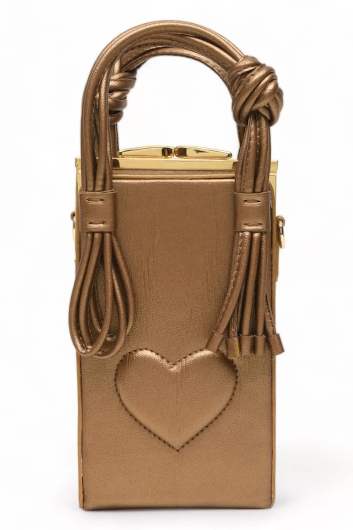 Immri Love Knot Cuboid Glazed Textured Handbag