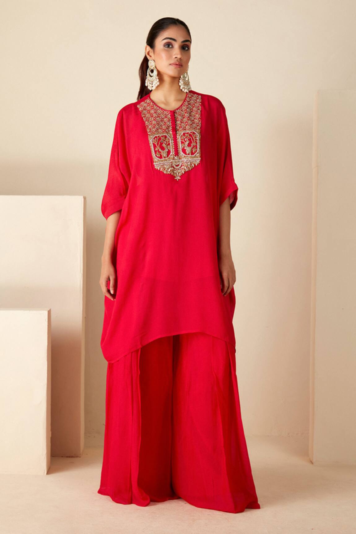 Suruchi Parakh Embroidered Kaftan Kurta Pant Set 