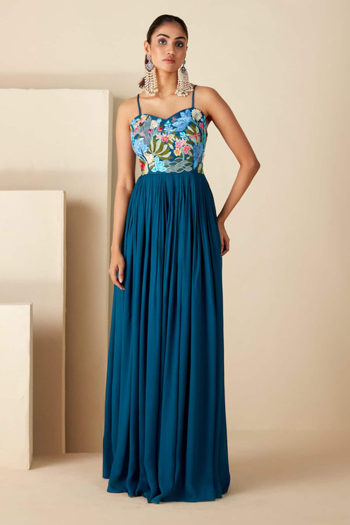 Suruchi Parakh Thread Embroidered Pleated Flared Anarkali